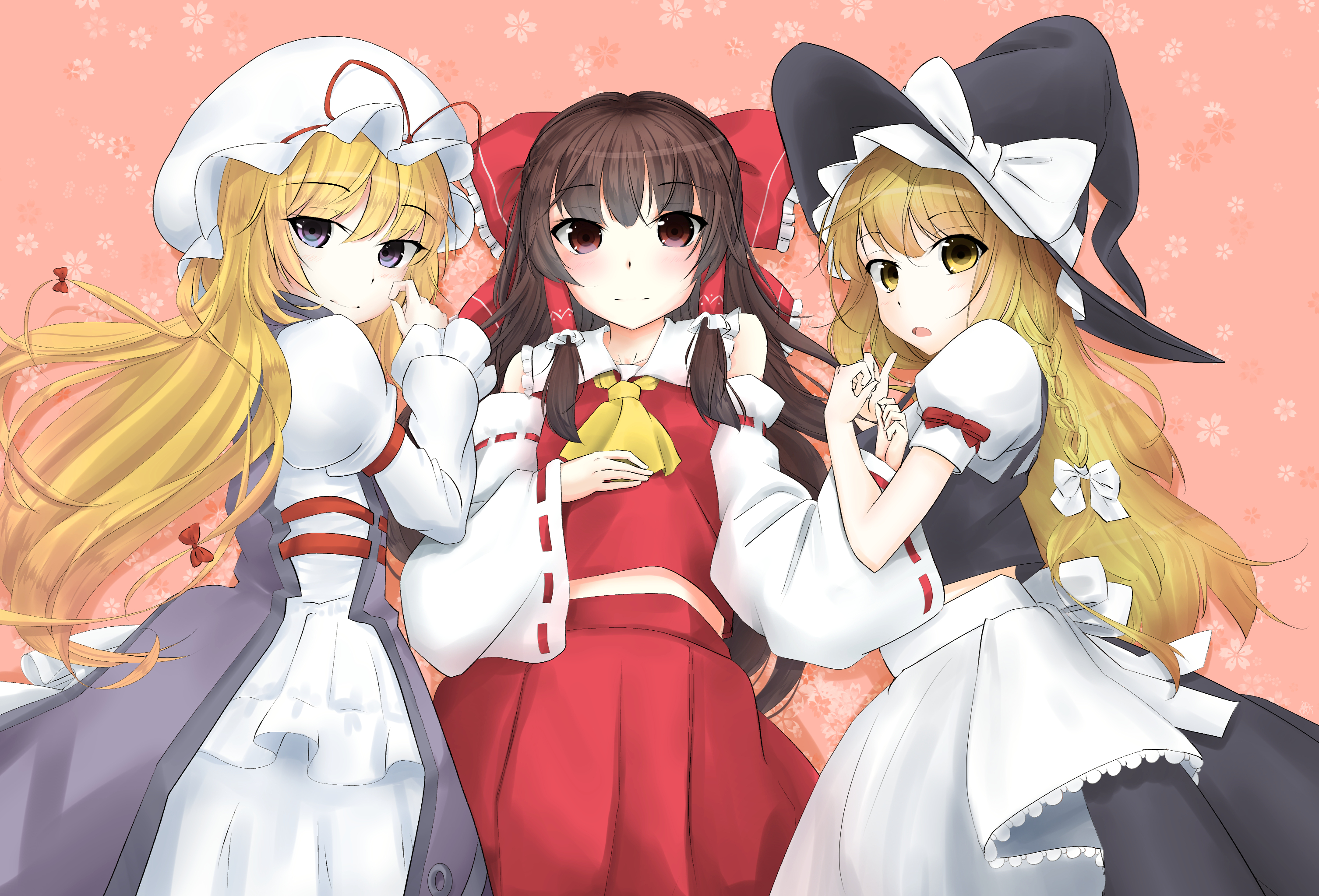 Reimu Hakurei, Yukari Yakumo, and Marisa Kirisame HD Wallpaper