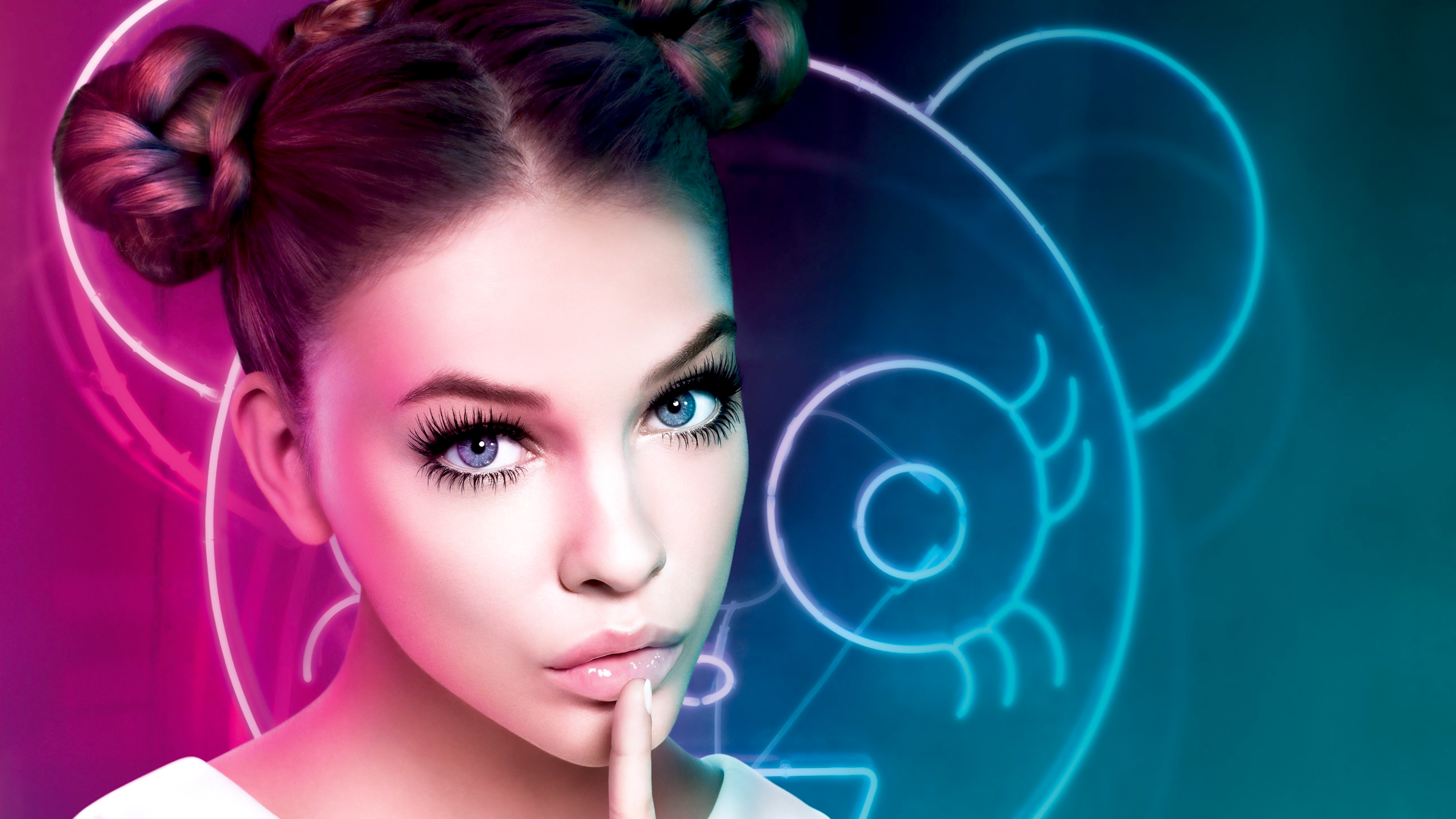 Barbara Palvin with Neon Bear Graphic HD Wallpaper