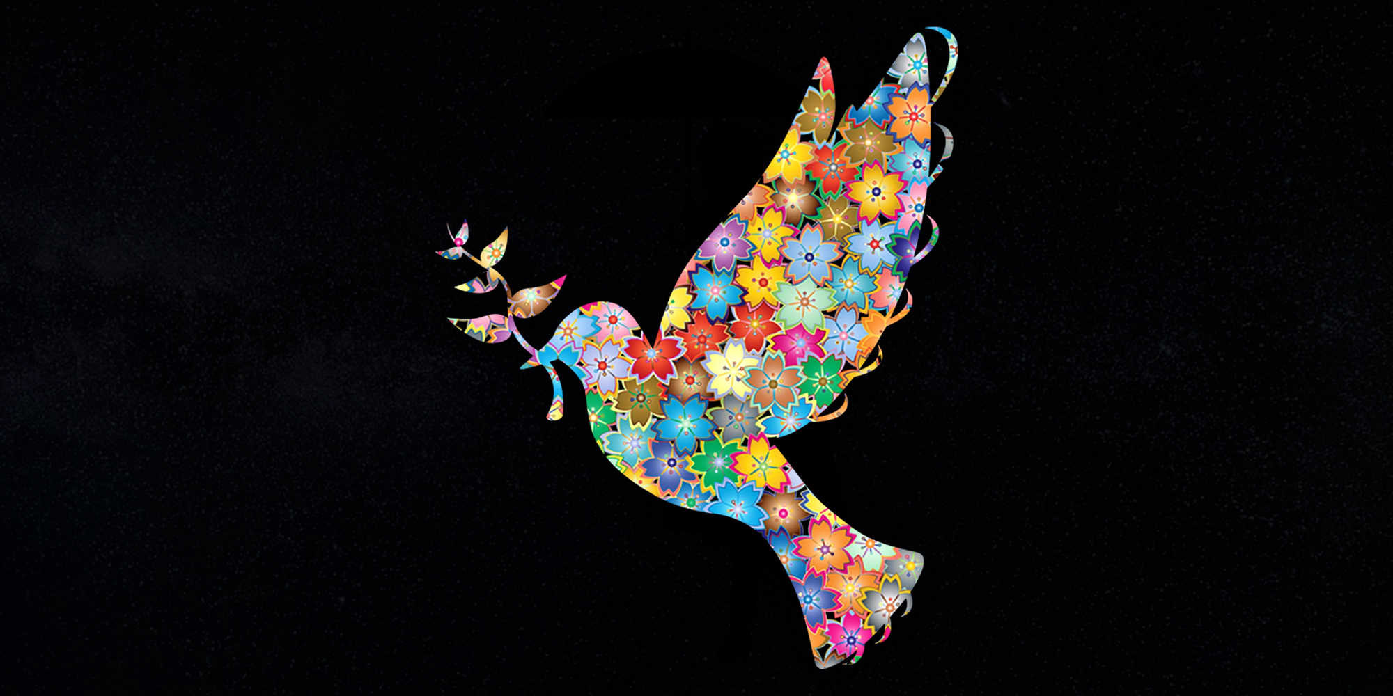 Dove with flowers and olive branch HD Wallpaper