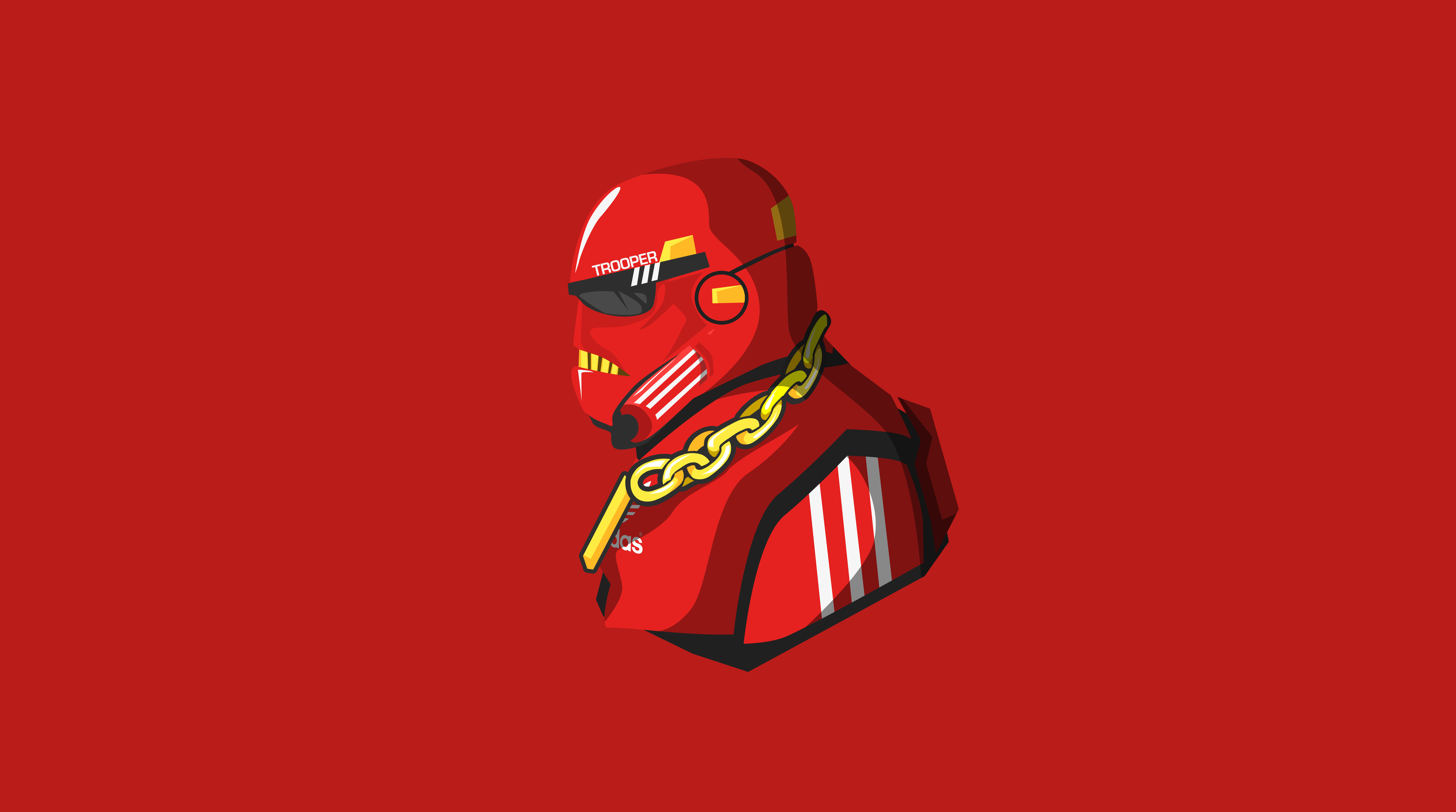 Red Stormtrooper with Adidas Attire and Gold Chain HD Wallpaper