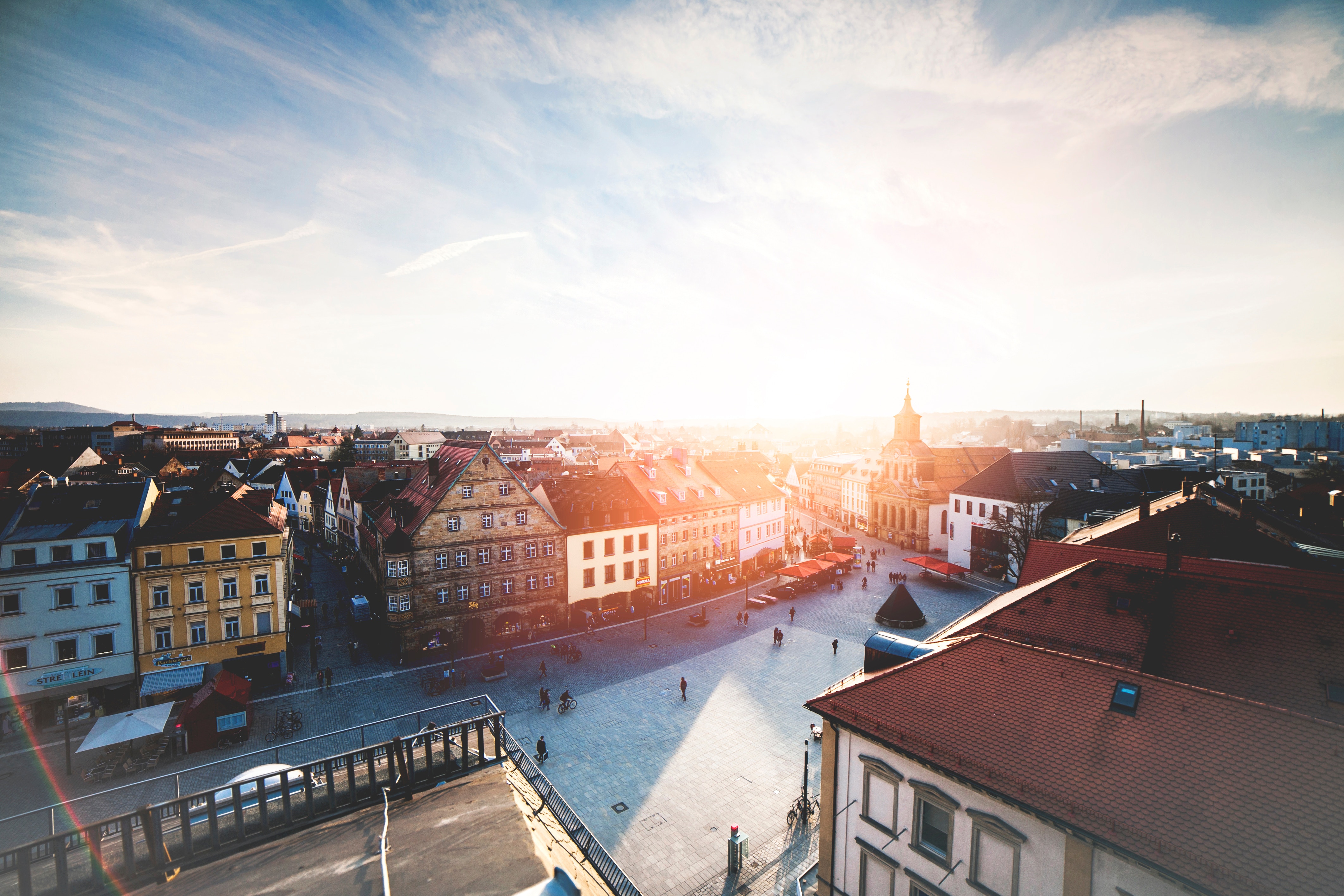 Town square in Bayreuth at sunset HD Wallpaper