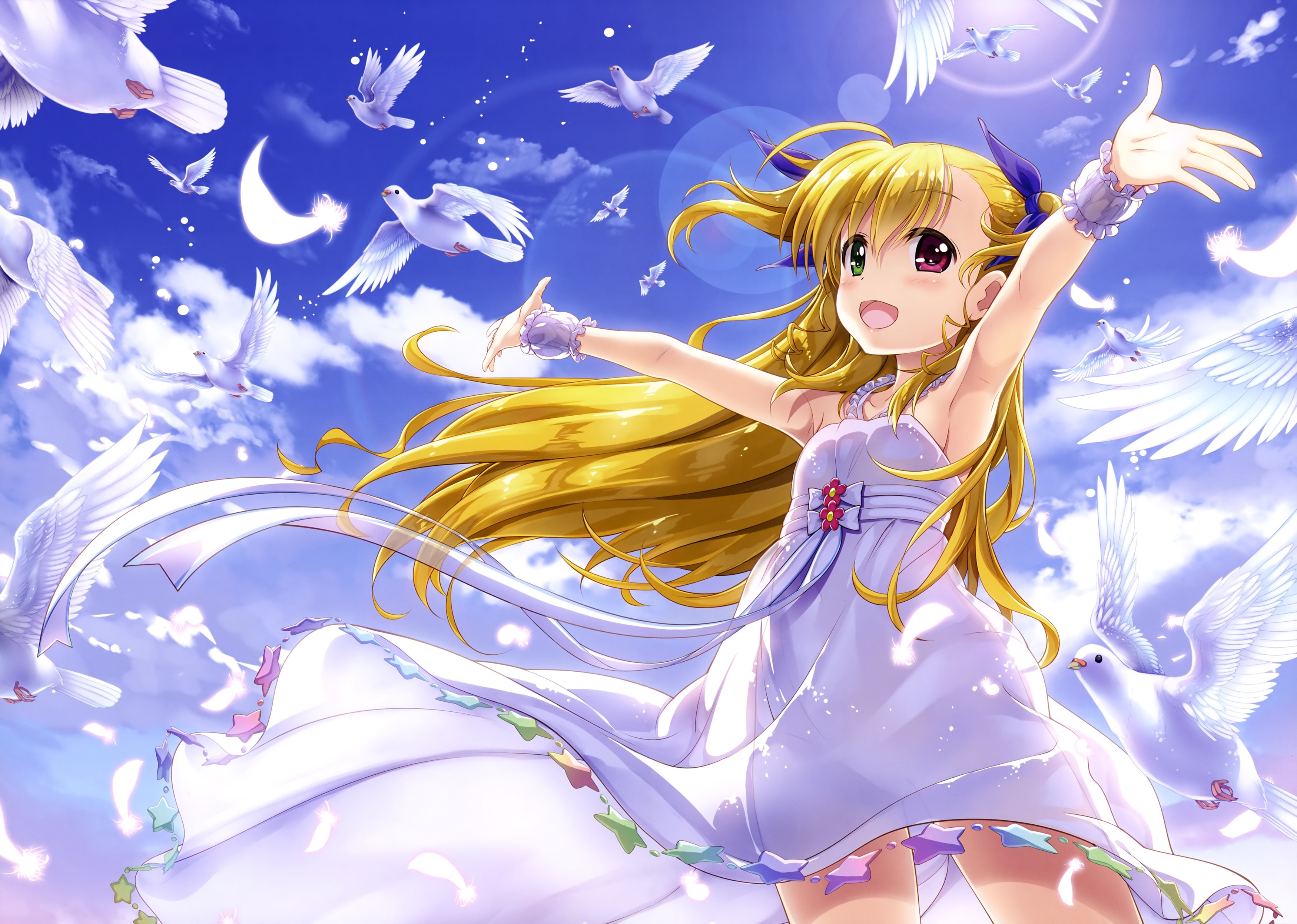 Vivio from ViVid Strike! with doves HD Wallpaper