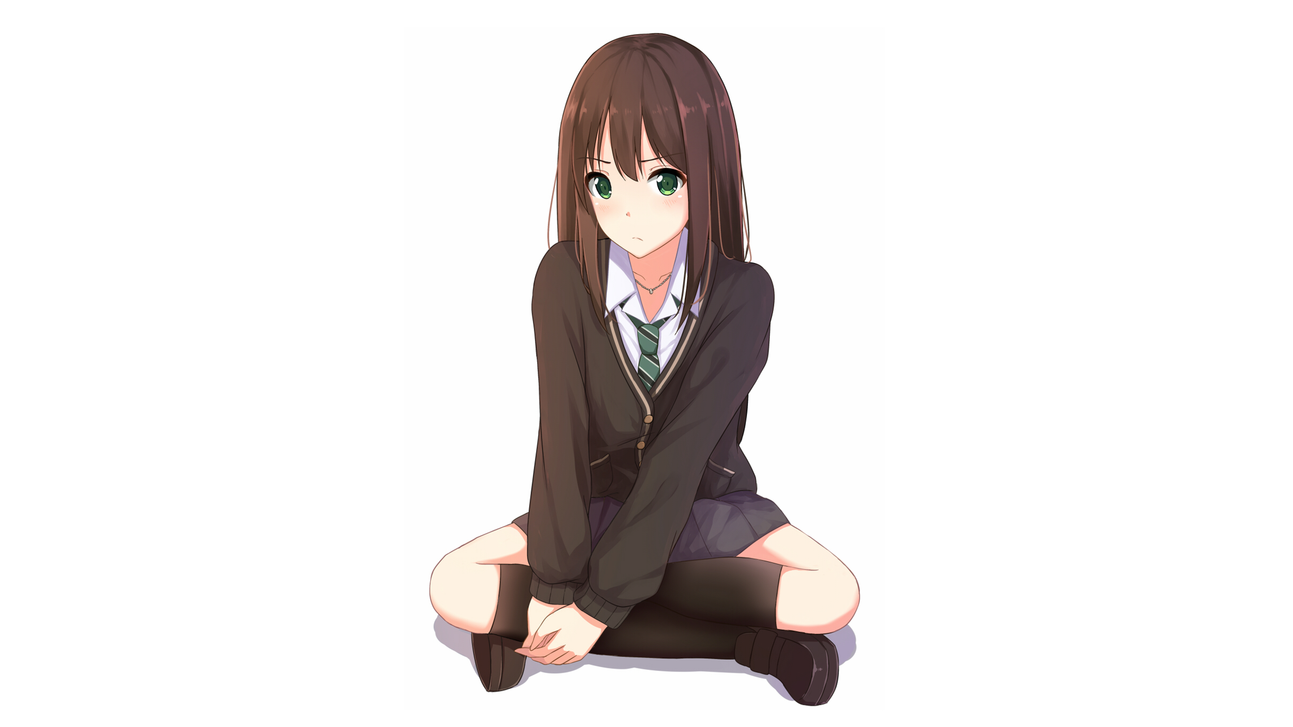 Rin Shibuya Sitting with Thoughtful Expression HD Wallpaper