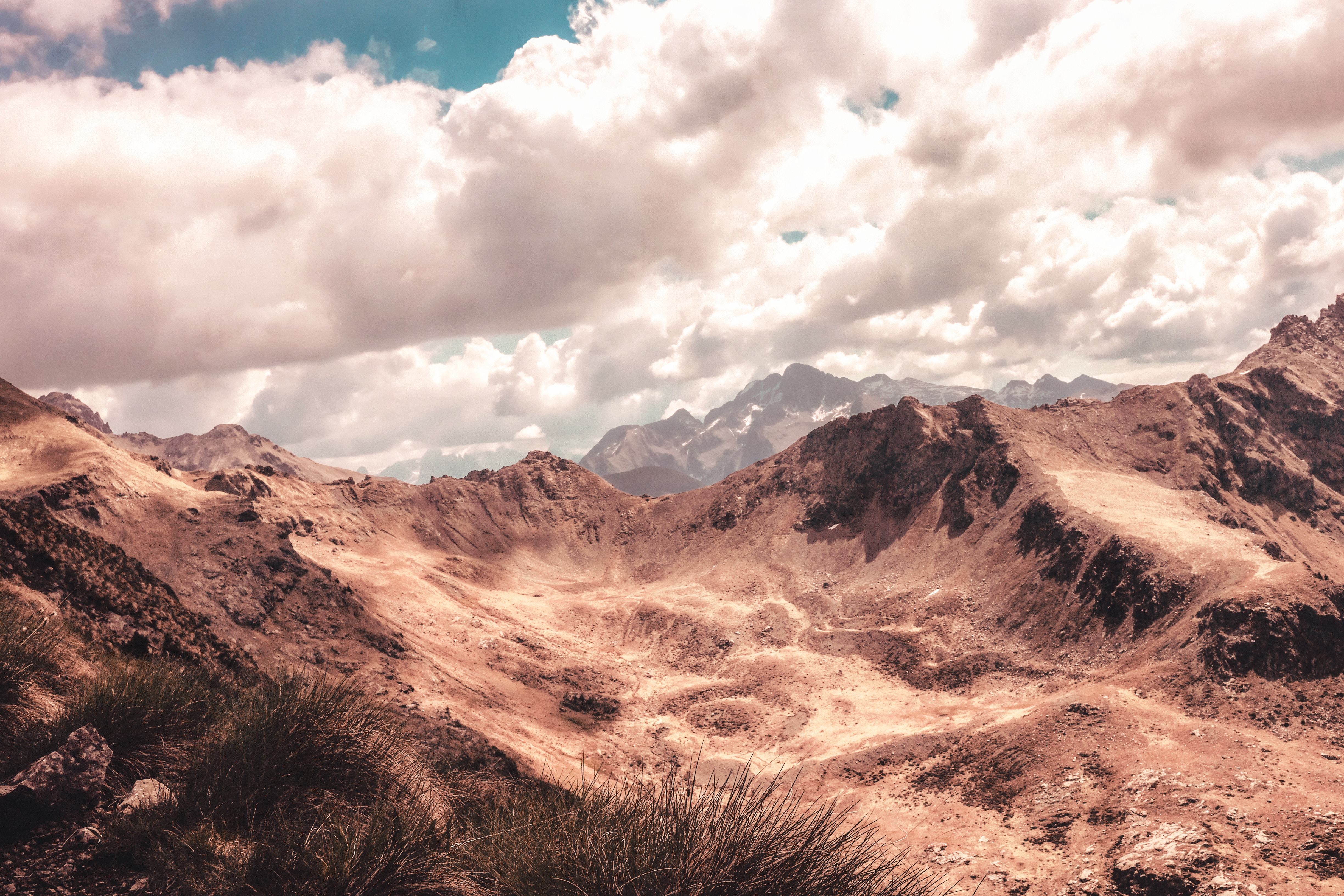 Mountain landscape in Trentino, Italy with clouds HD Wallpaper
