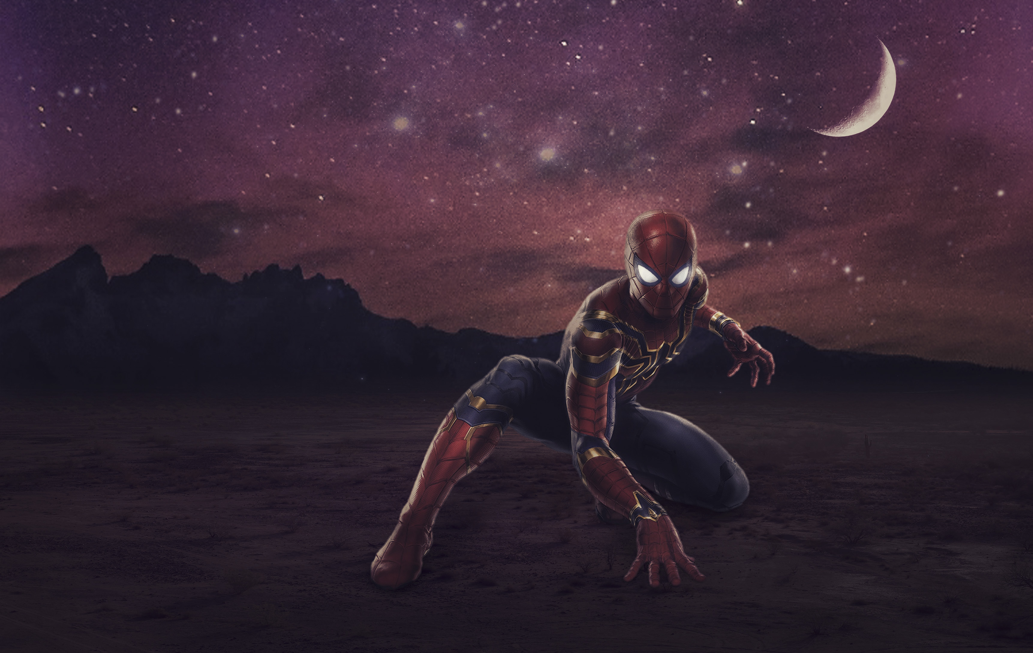 Iron Spider from Marvel Comics in a starry night HD Wallpaper