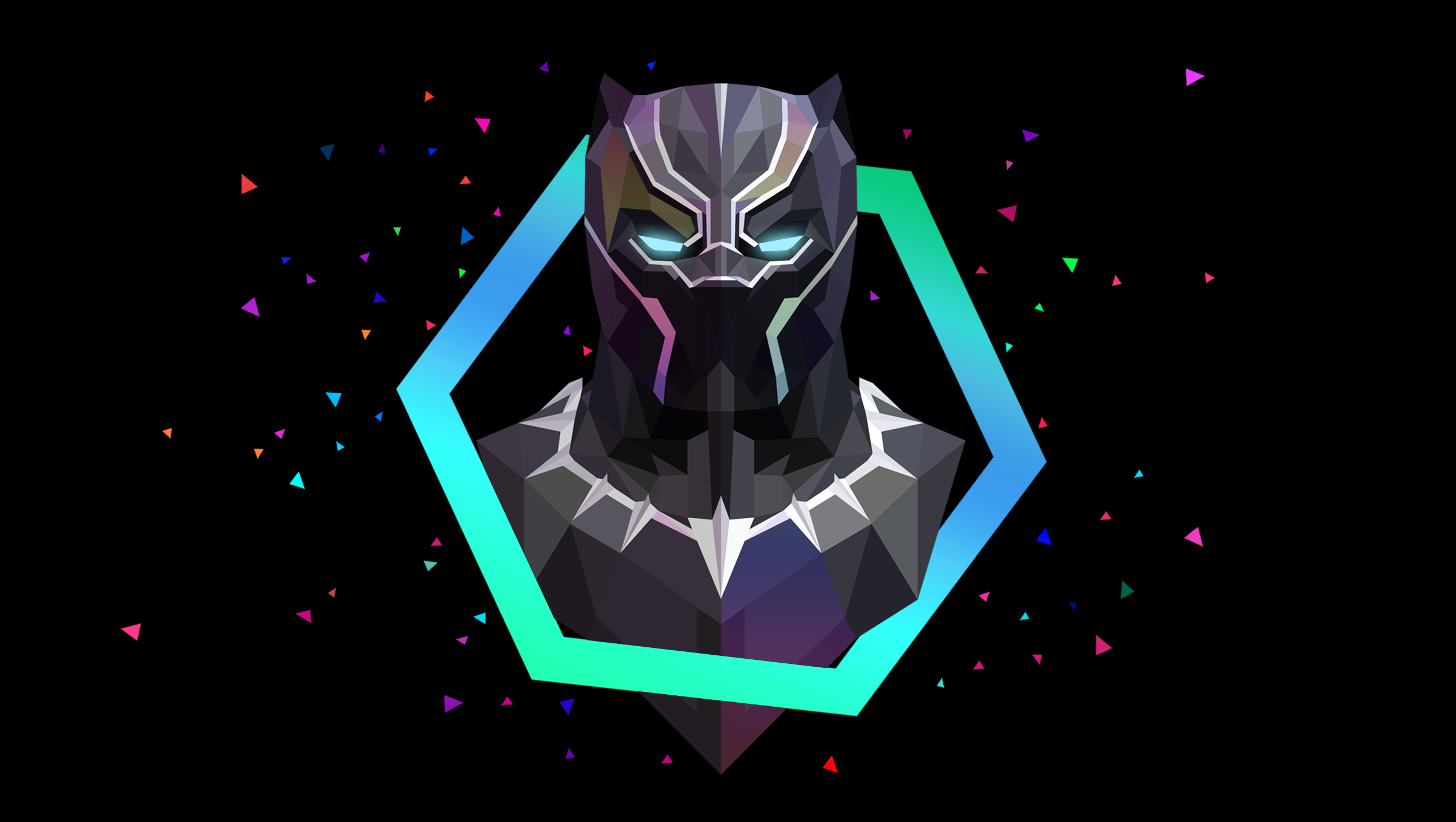 Black Panther Low Poly Artwork HD Wallpaper