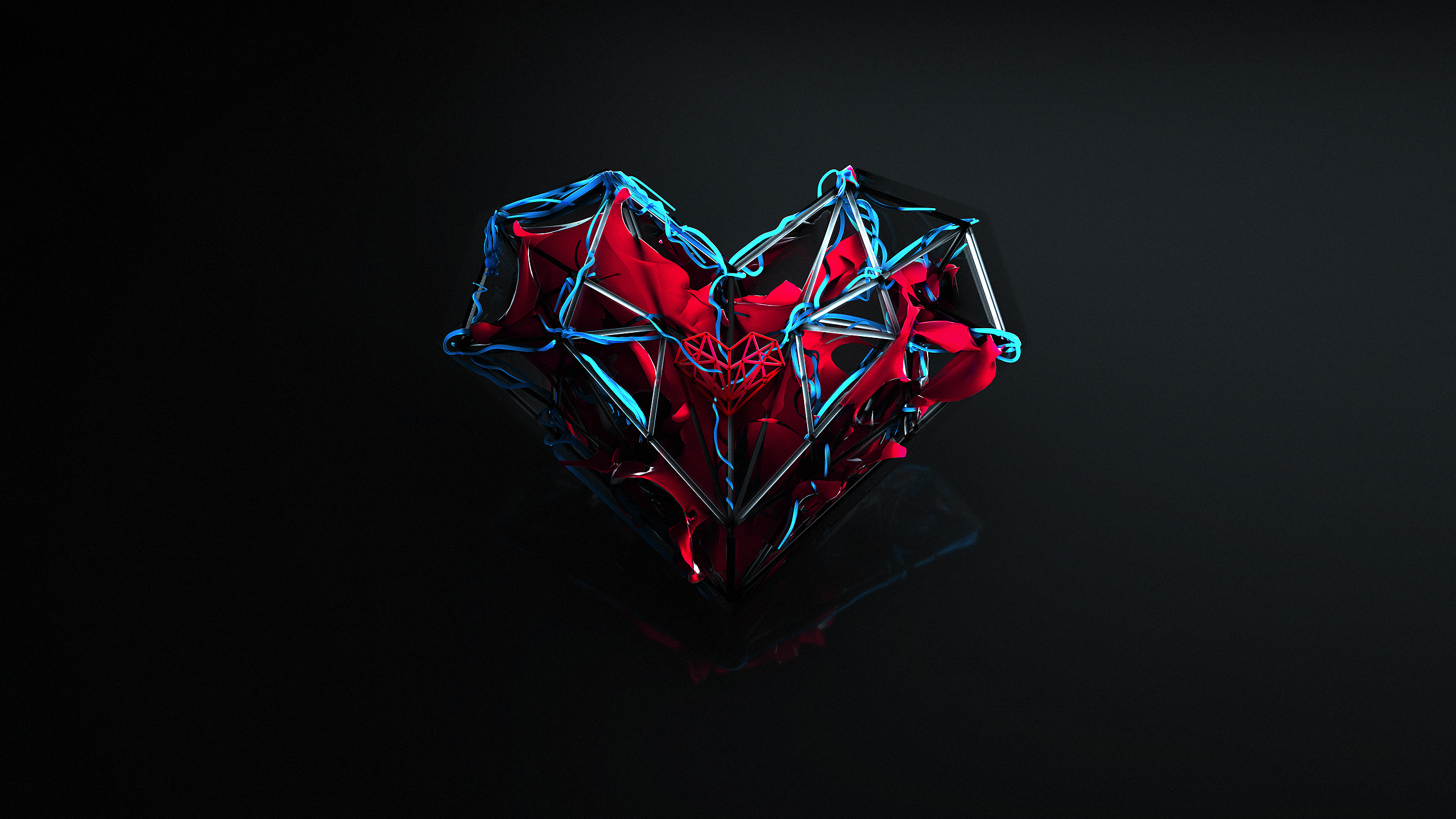 Abstract Red and Blue Heart Sculpture HD Wallpaper