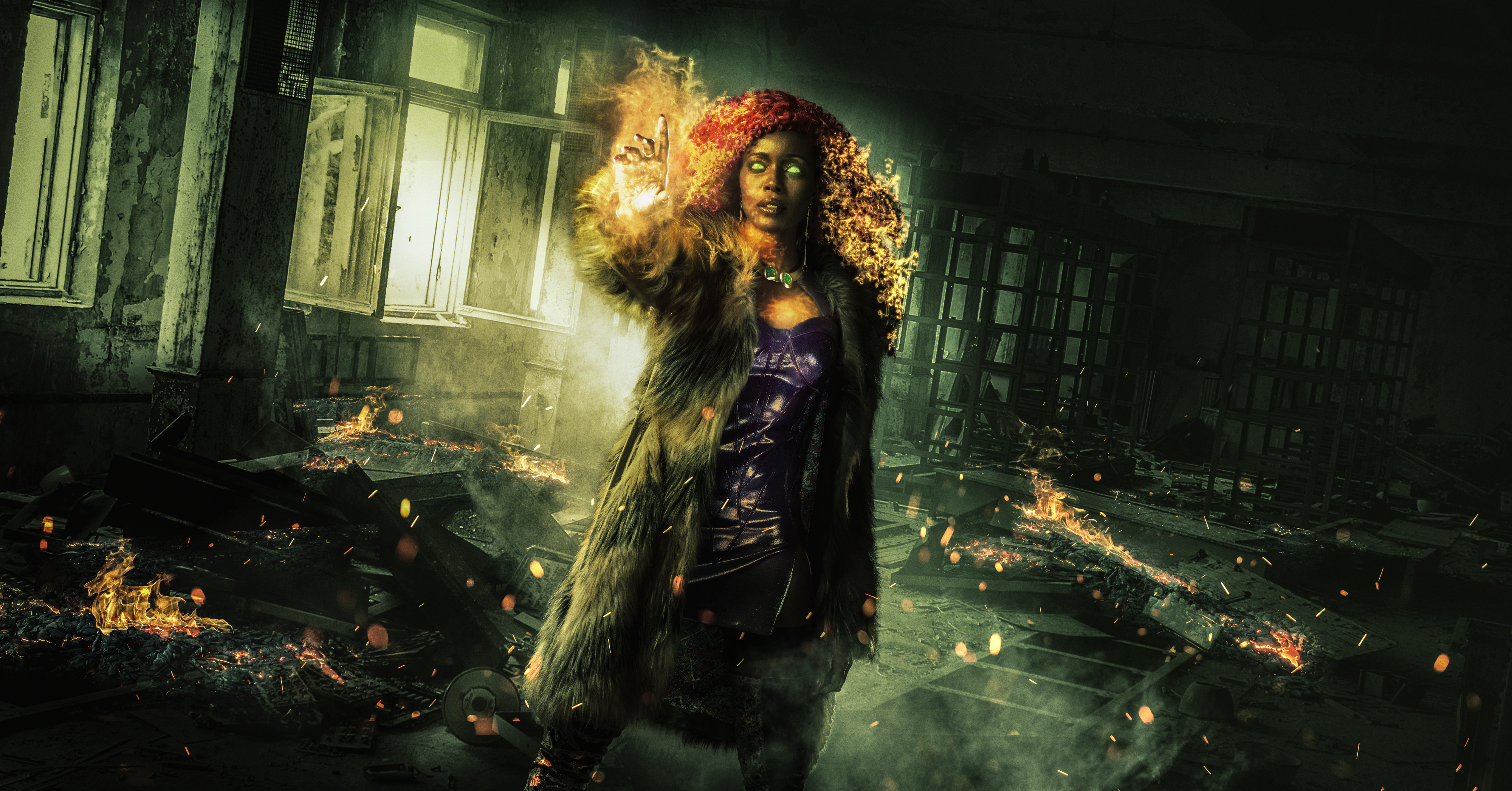 Starfire from Titans in a ruined building HD Wallpaper