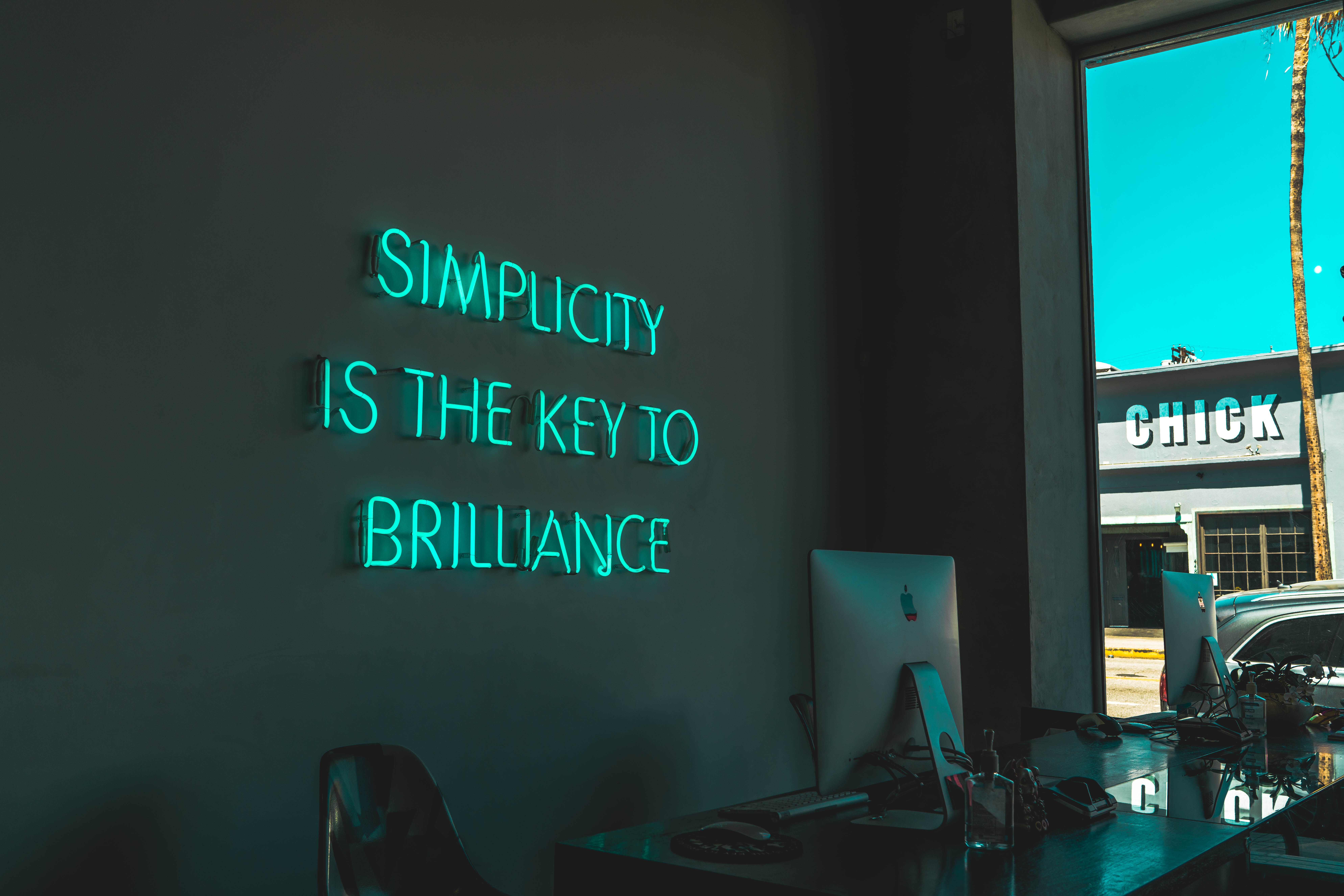 Simplicity is the Key to Brilliance Neon Sign in Los Angeles HD Wallpaper