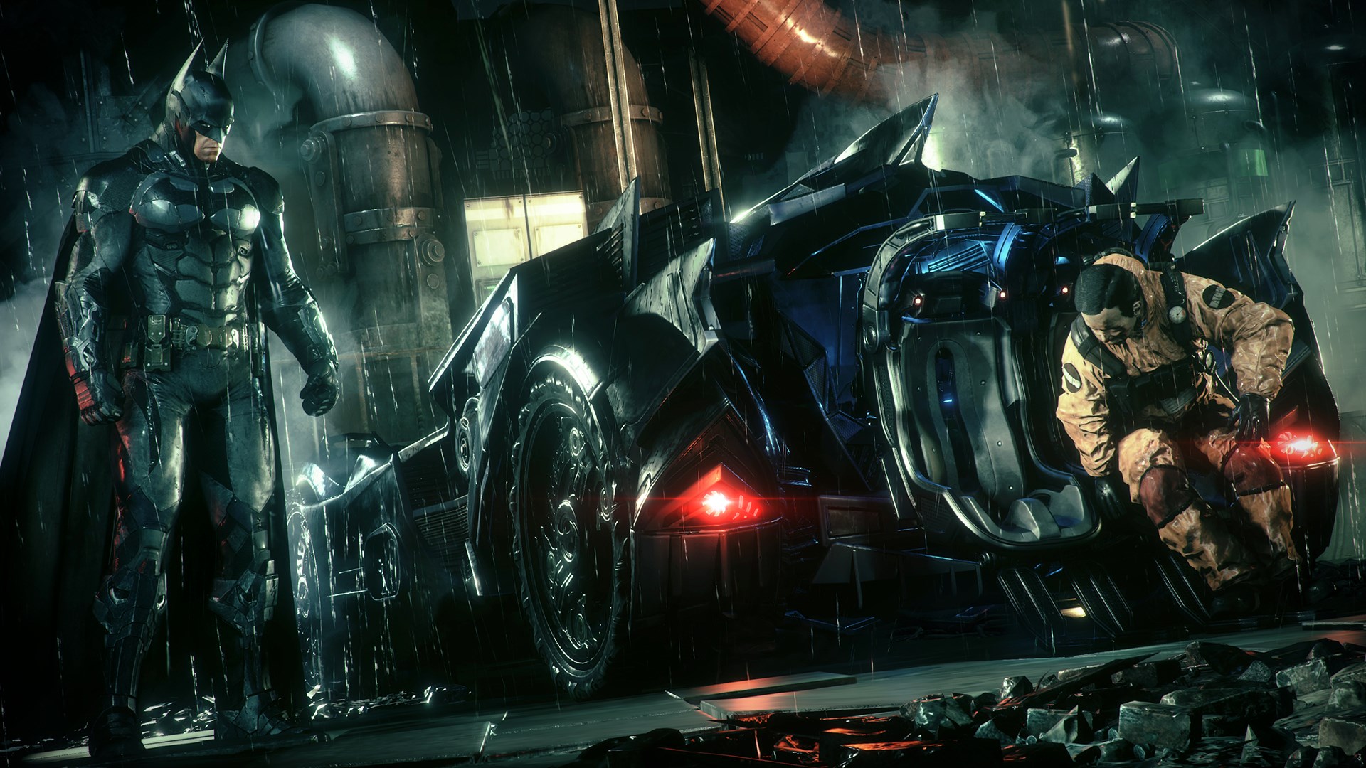 Batman and henchman with Batmobile HD Wallpaper