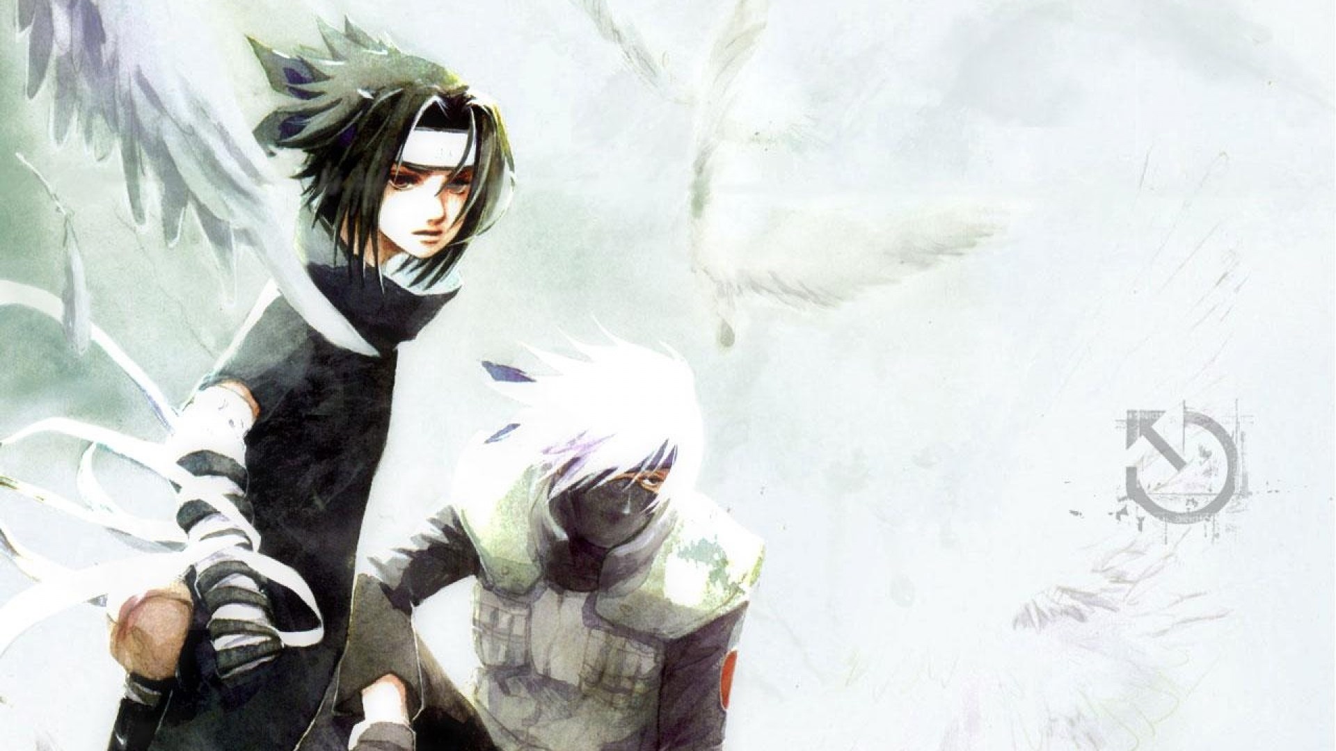Sasuke and Kakashi from Naruto with Wings HD Wallpaper