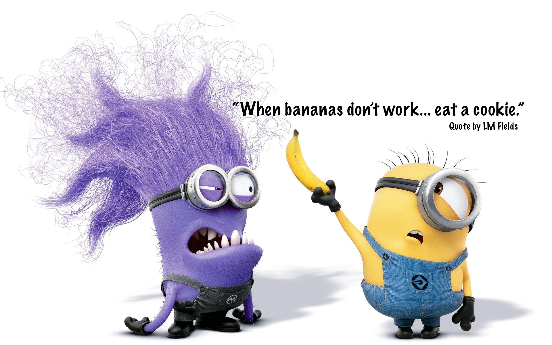 Minions quote about bananas and cookies HD Wallpaper