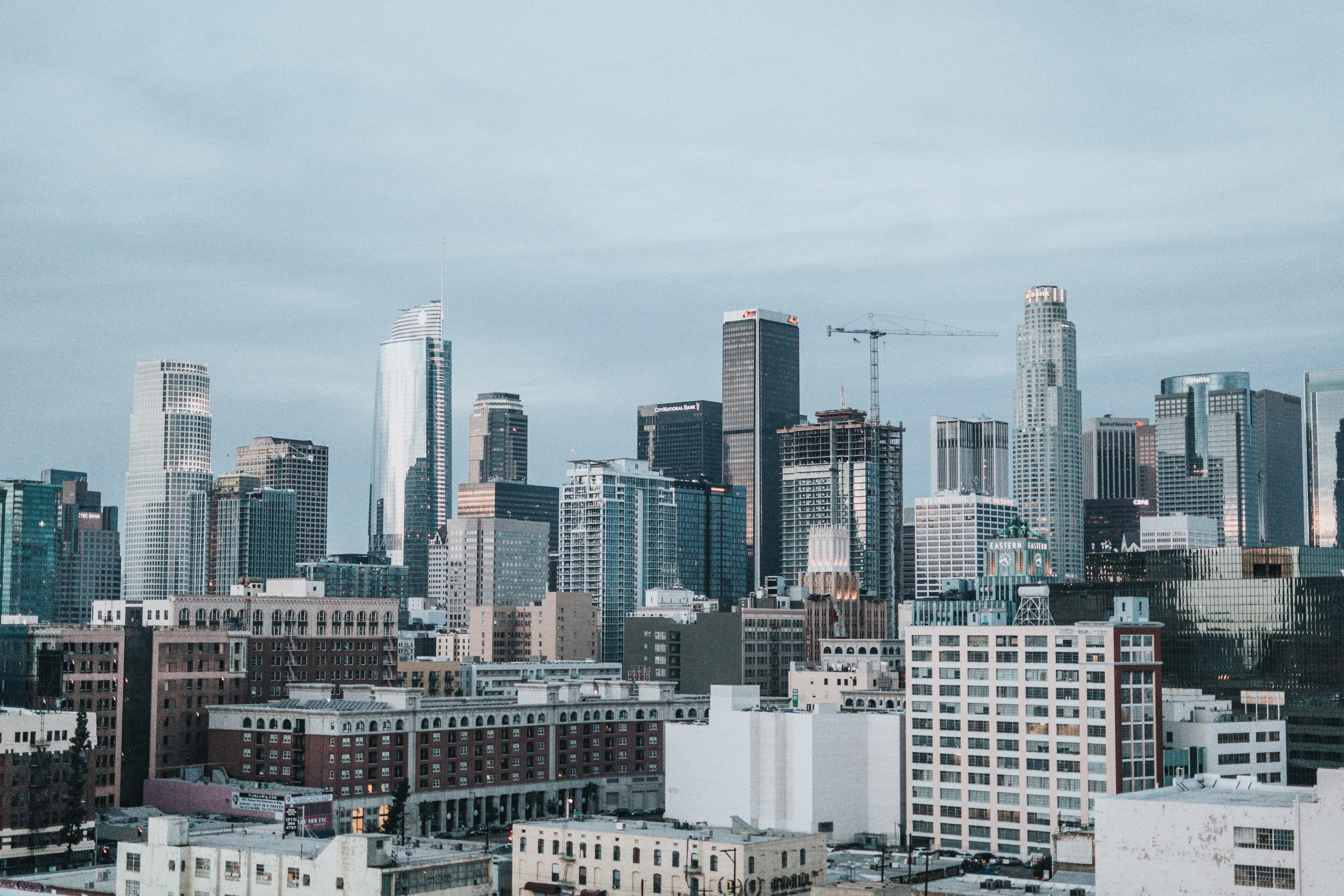 Downtown Los Angeles cityscape with skyscrapers HD Wallpaper