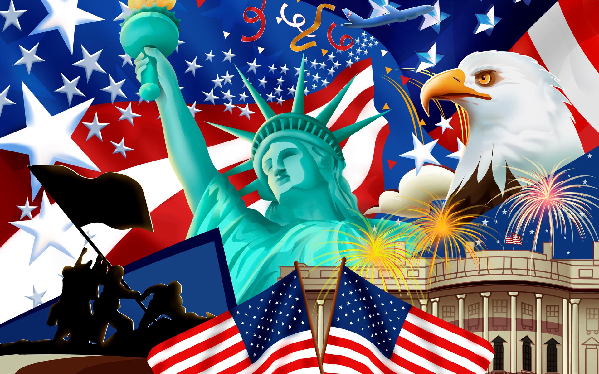 American Symbols and Celebrations Collage HD Wallpaper
