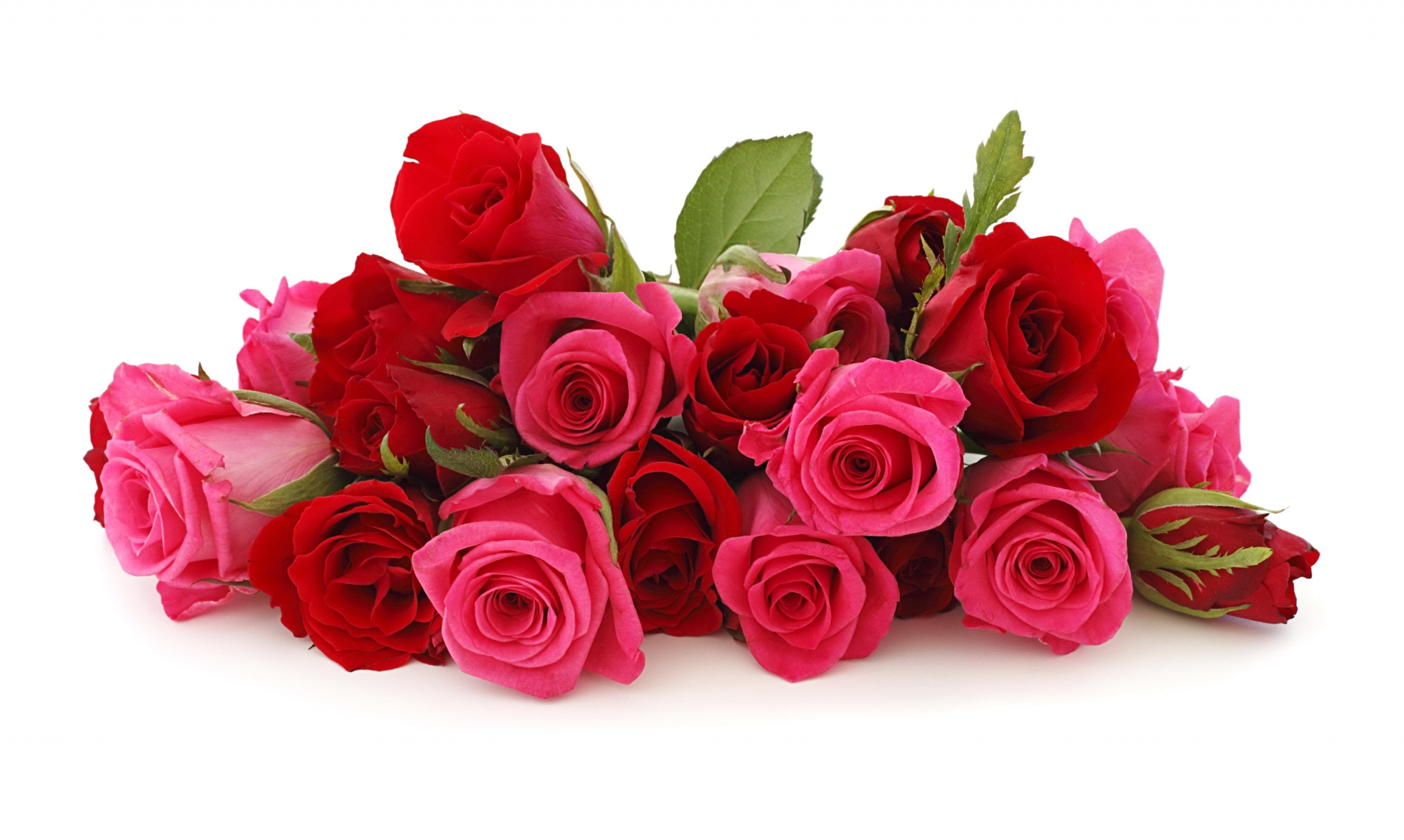 Bouquet of red and pink roses HD Wallpaper