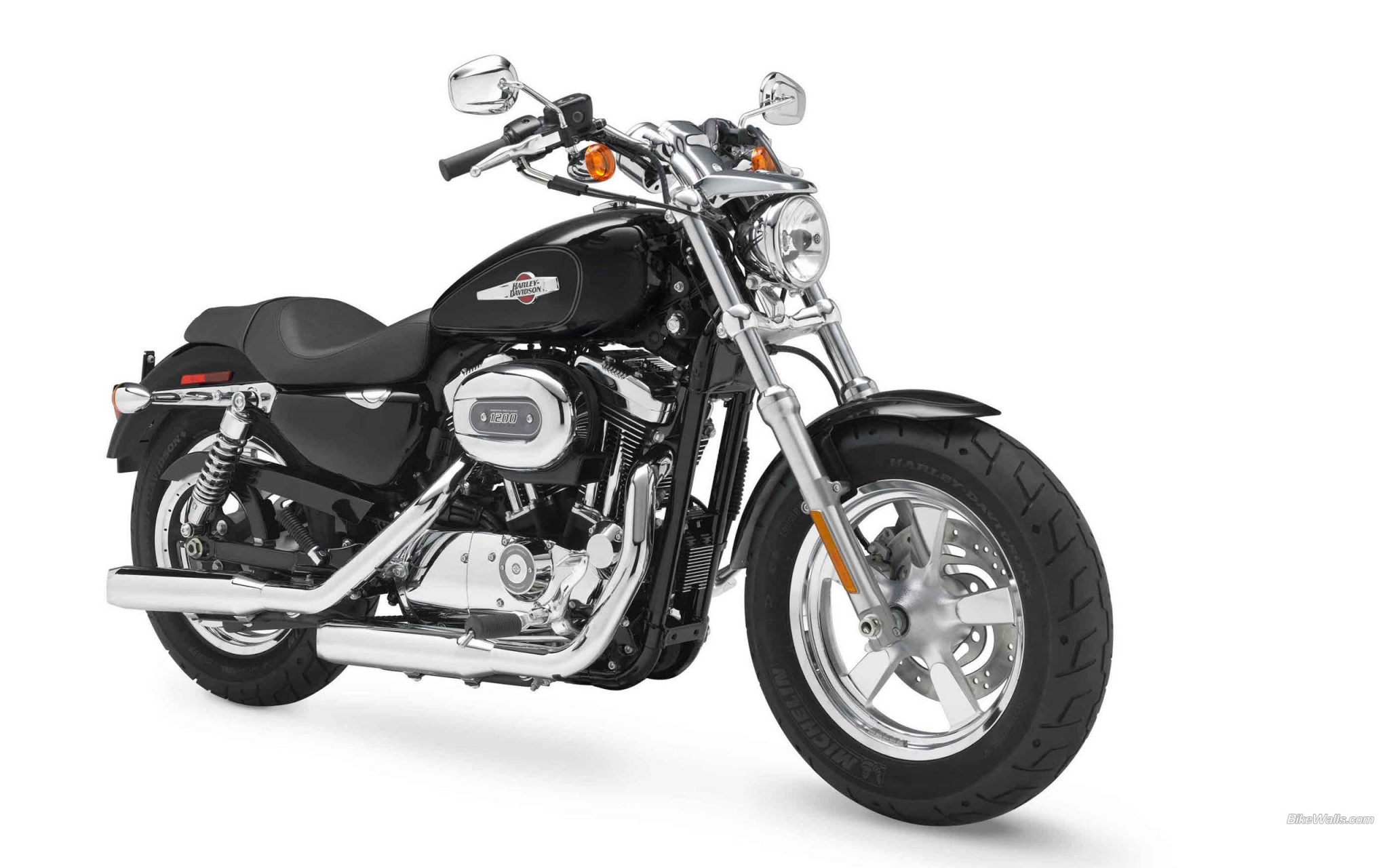 Black Harley-Davidson motorcycle on white background HD Wallpaper
