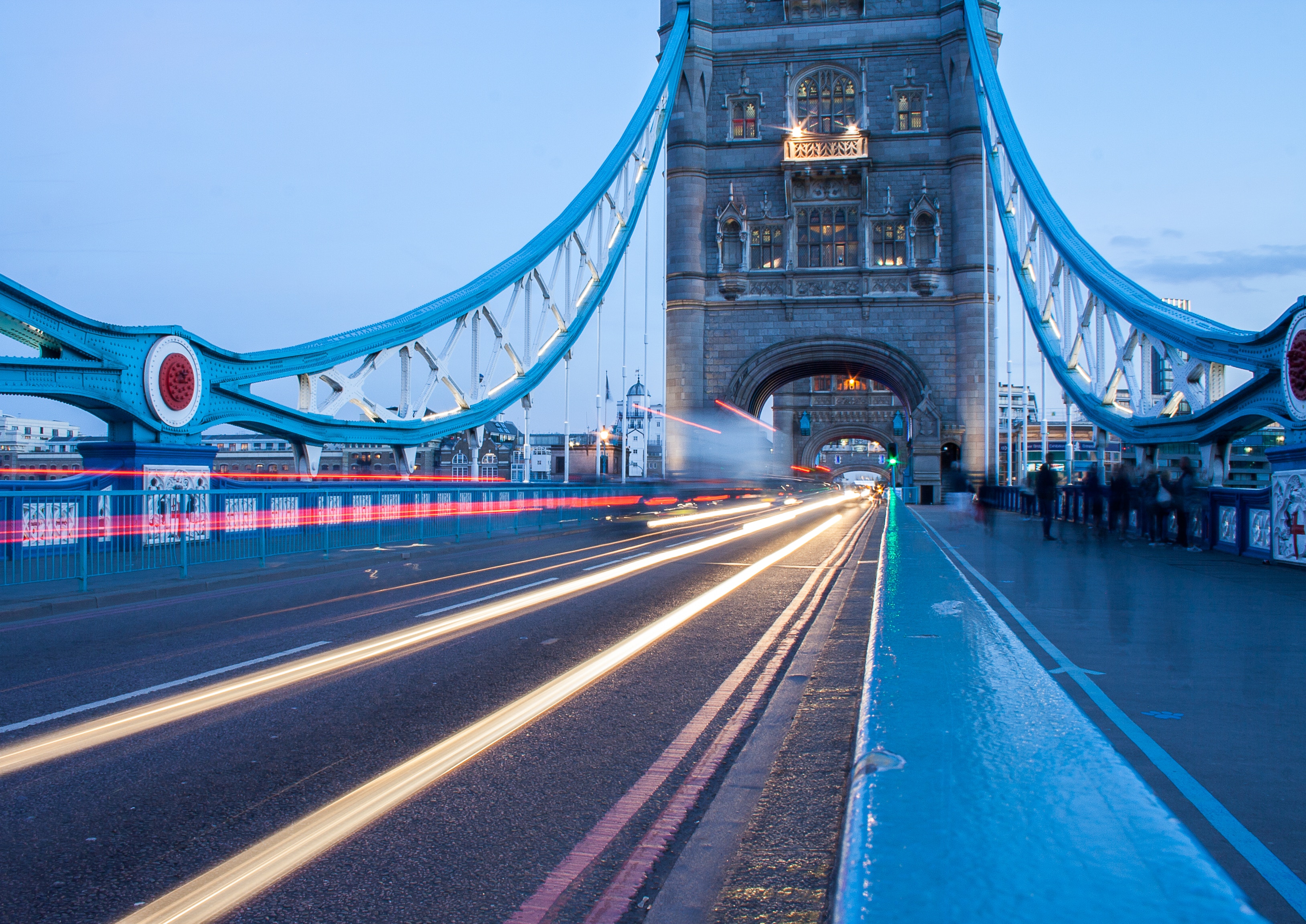 Tower Bridge at Dusk with Light Trails HD Wallpaper