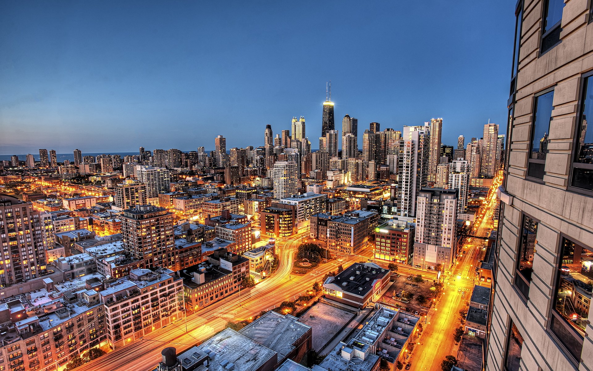Chicago Skyline at Dusk HD Wallpaper