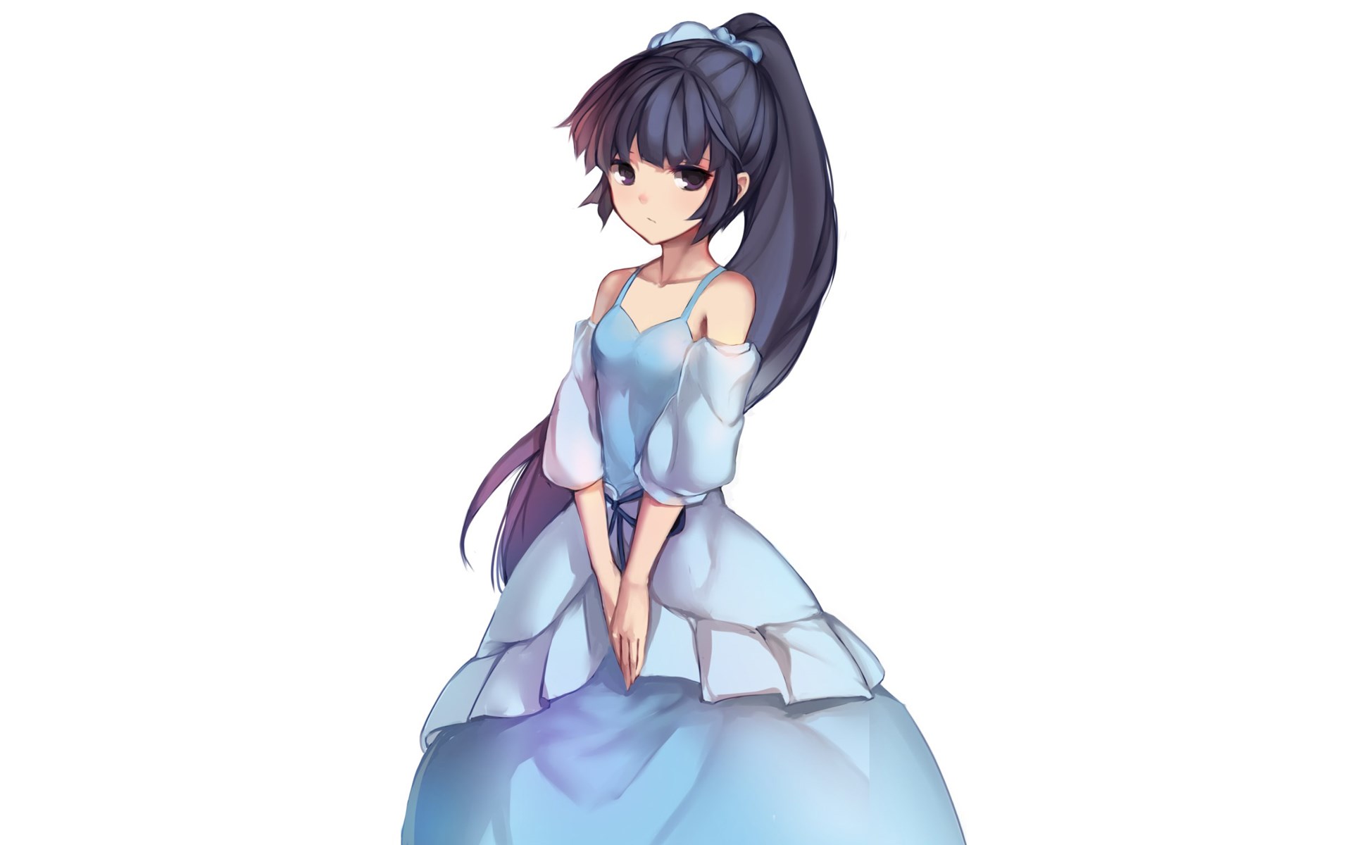 Anime girl in a light blue dress HD Wallpaper