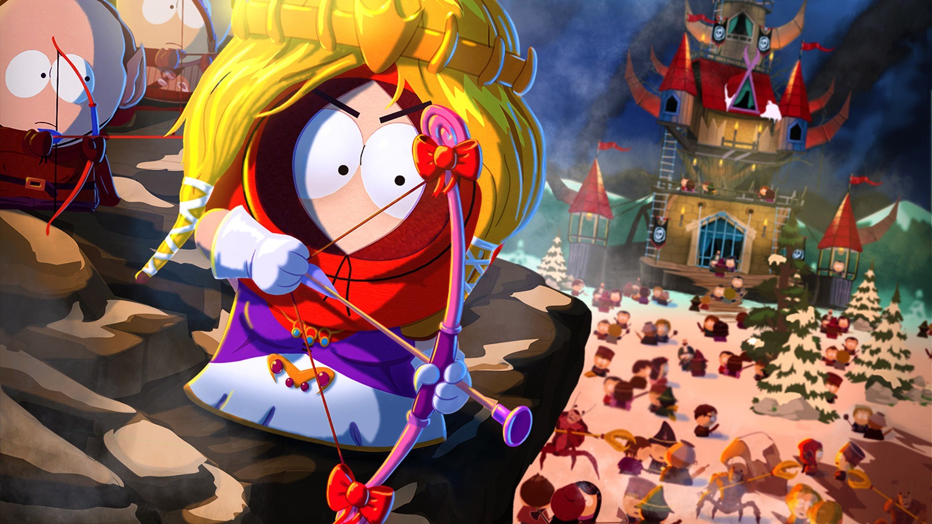 South Park Character with Bow and Castle in Background HD Wallpaper