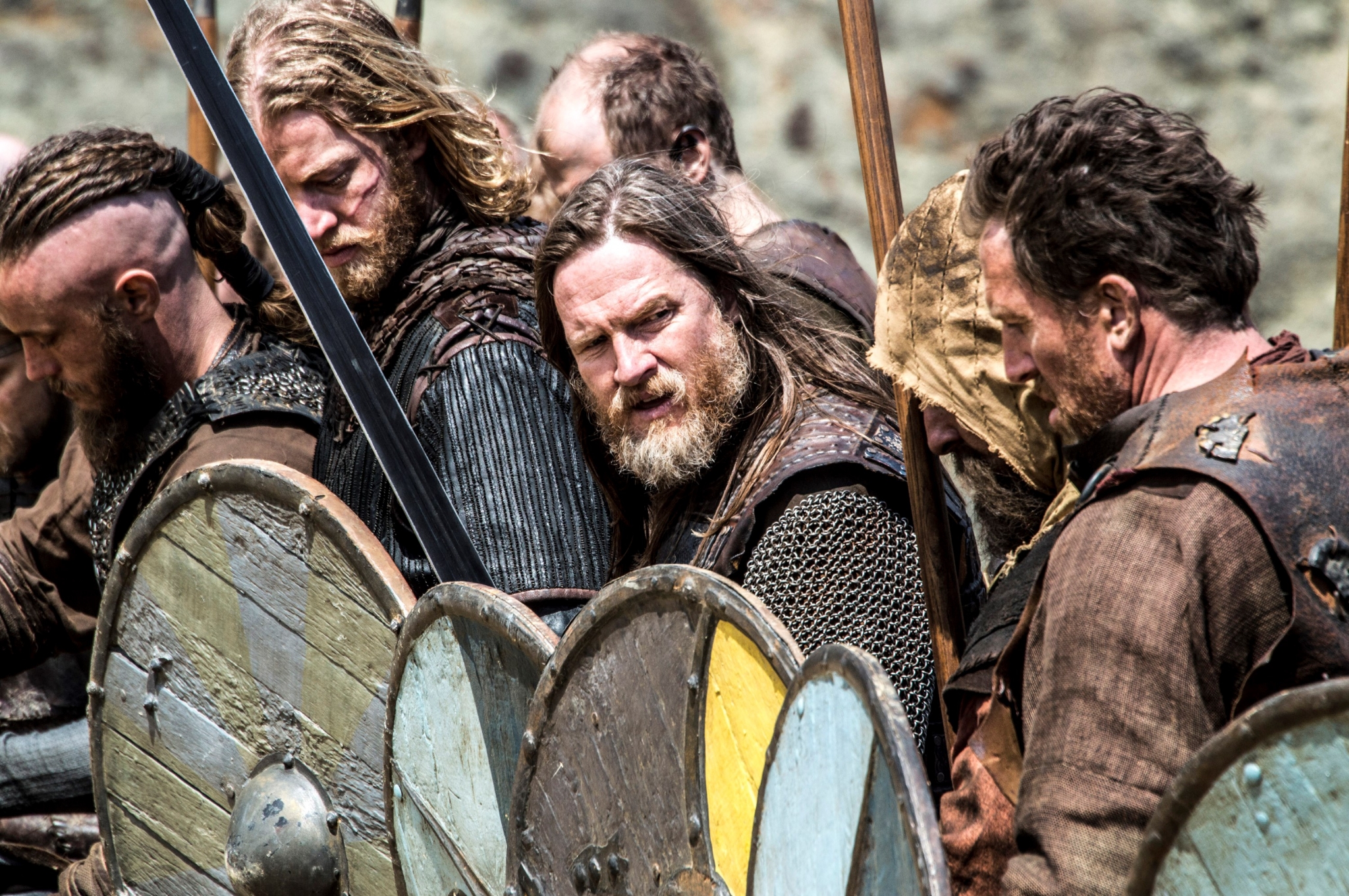 Vikings warriors with shields and swords HD Wallpaper