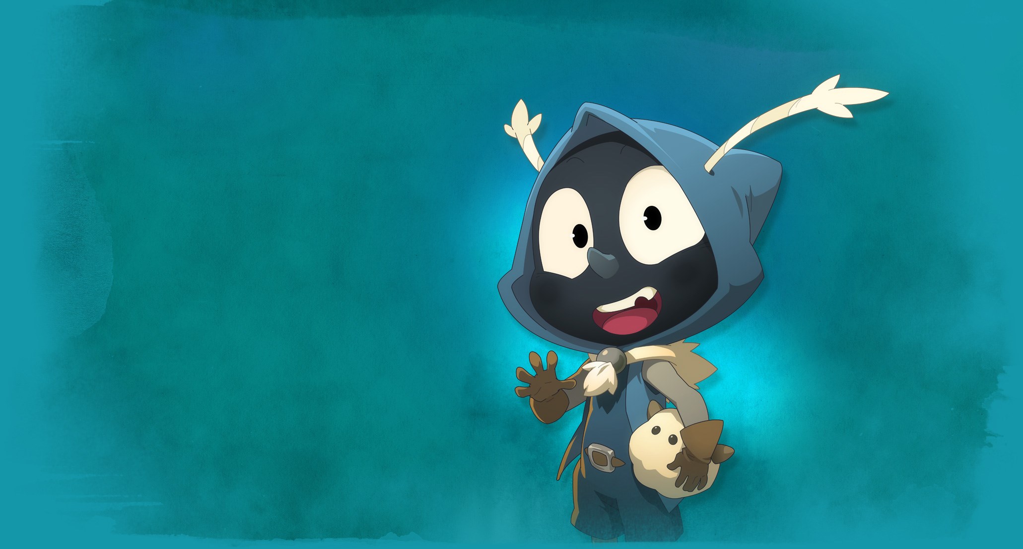 Dofus character with blue hood and antlers HD Wallpaper