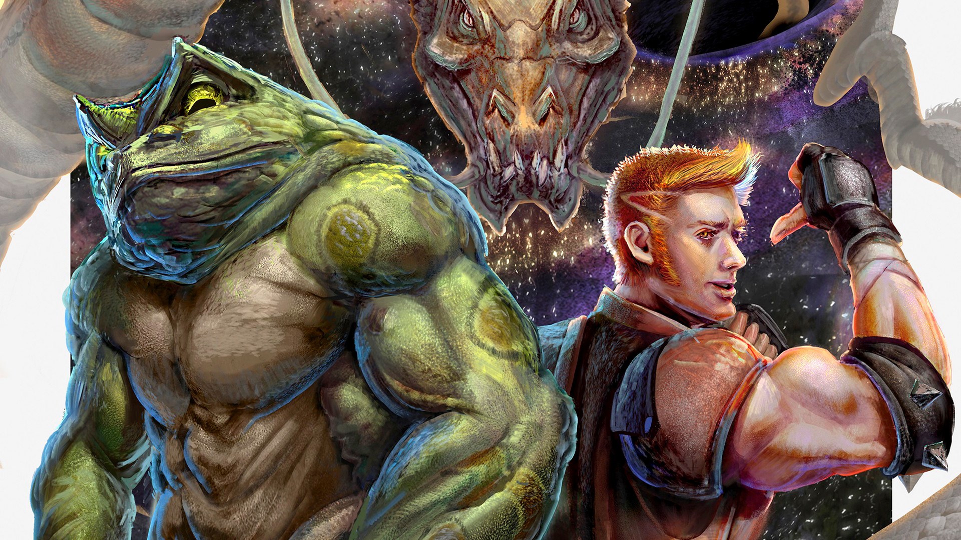 Battletoads and Double Dragon characters in space HD Wallpaper