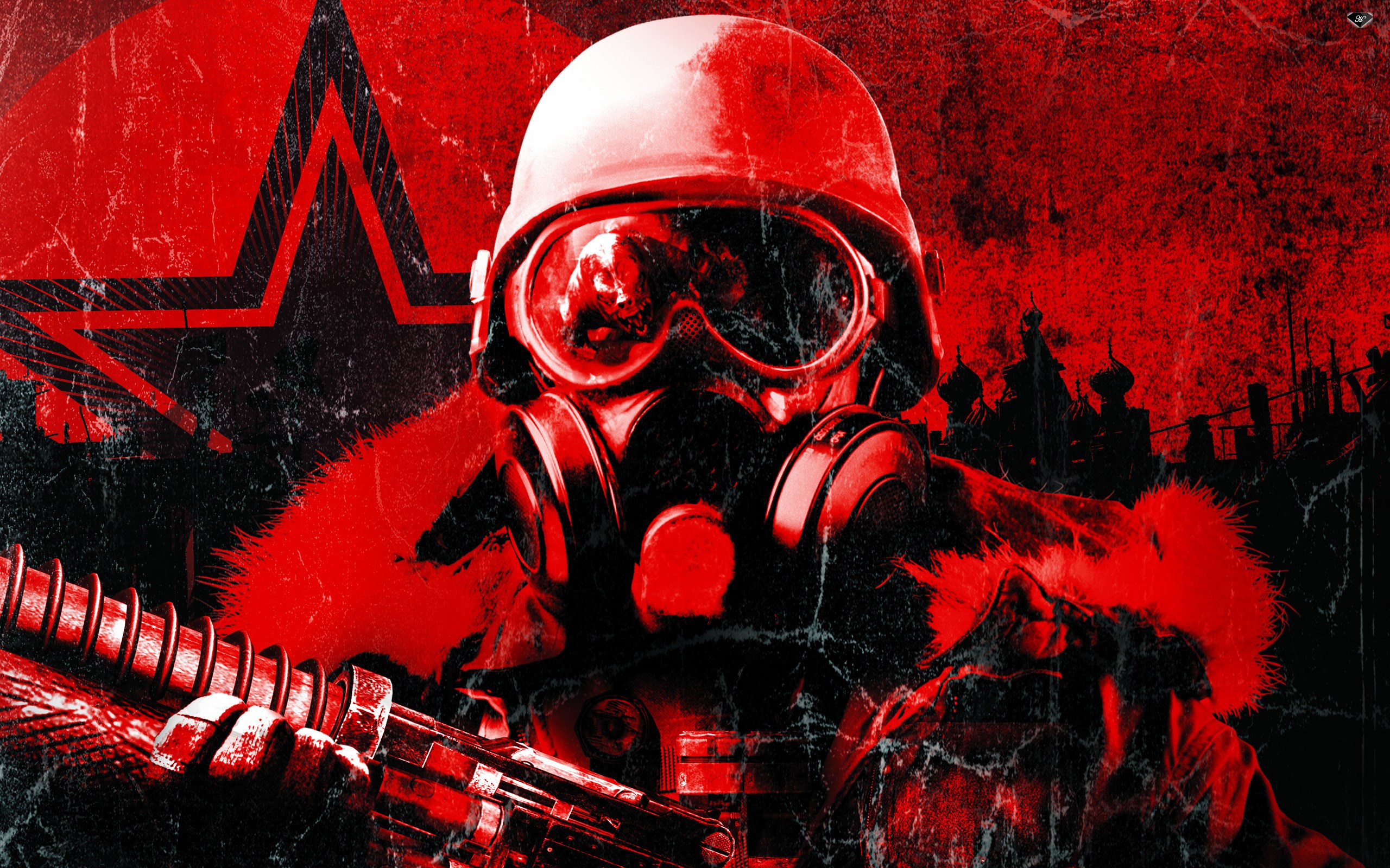 Soldier with gas mask and rifle, Metro 2033 HD Wallpaper