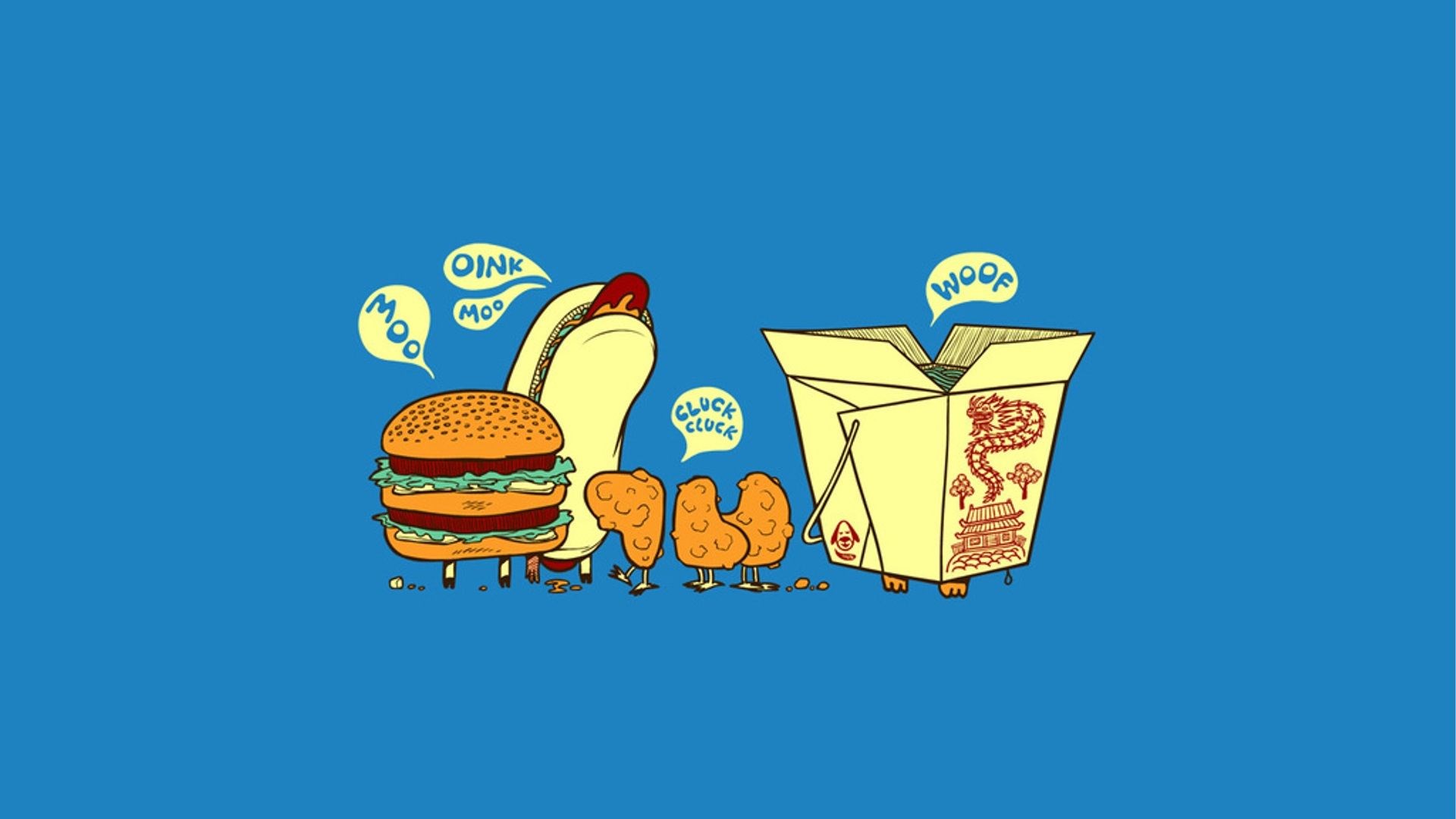 Funny food characters with animal sounds HD Wallpaper