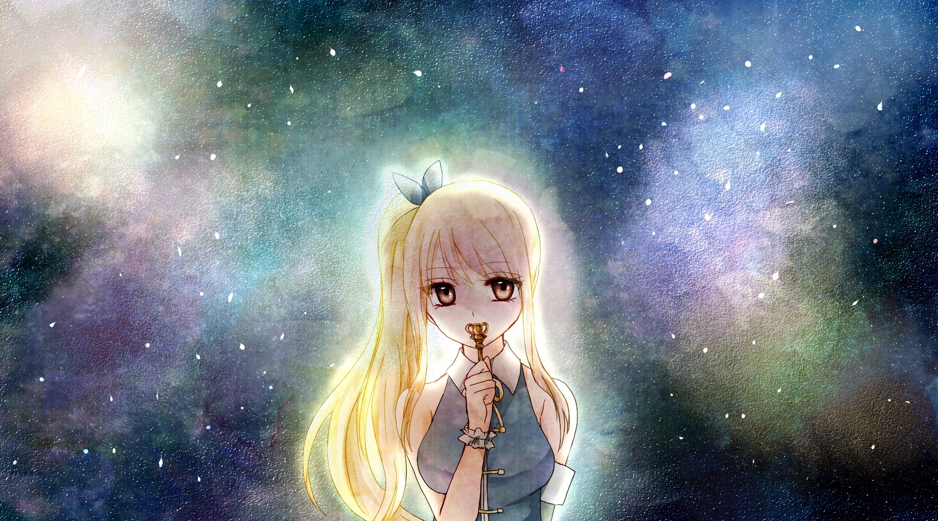 Lucy Heartfilia from Fairy Tail holding a key HD Wallpaper