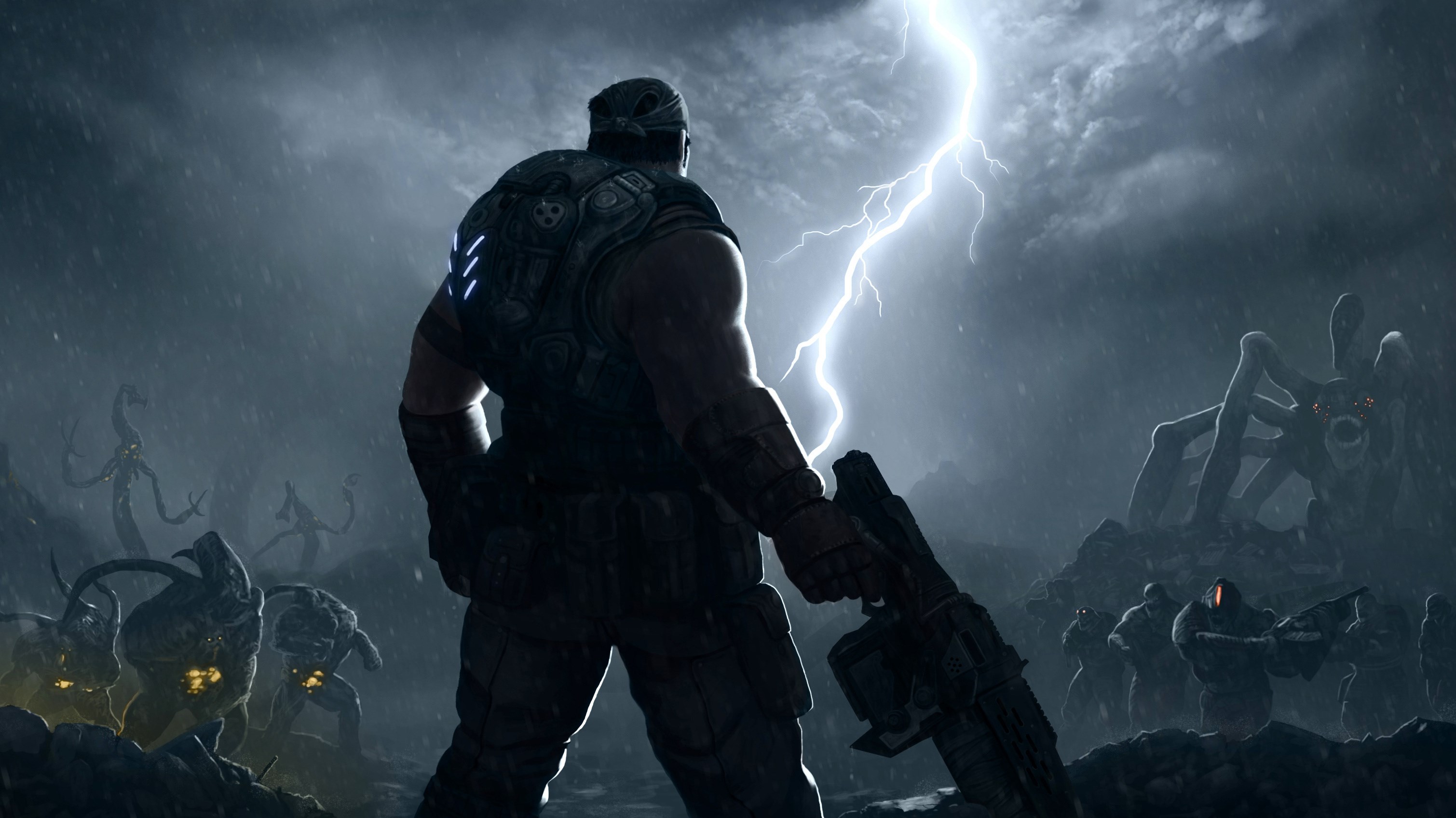 Gears of War 3 Marcus Fenix and Locust horde HD Wallpaper