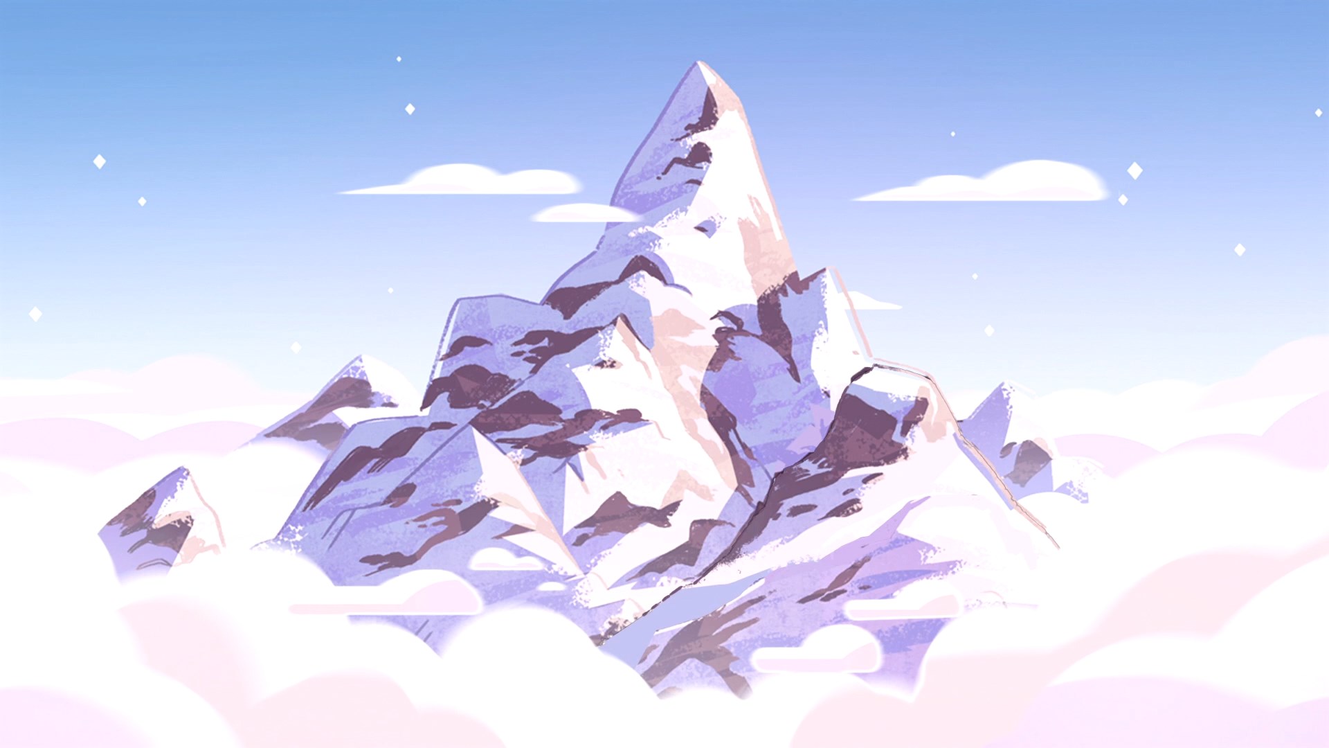 Snow-capped mountains above clouds in Steven Universe HD Wallpaper