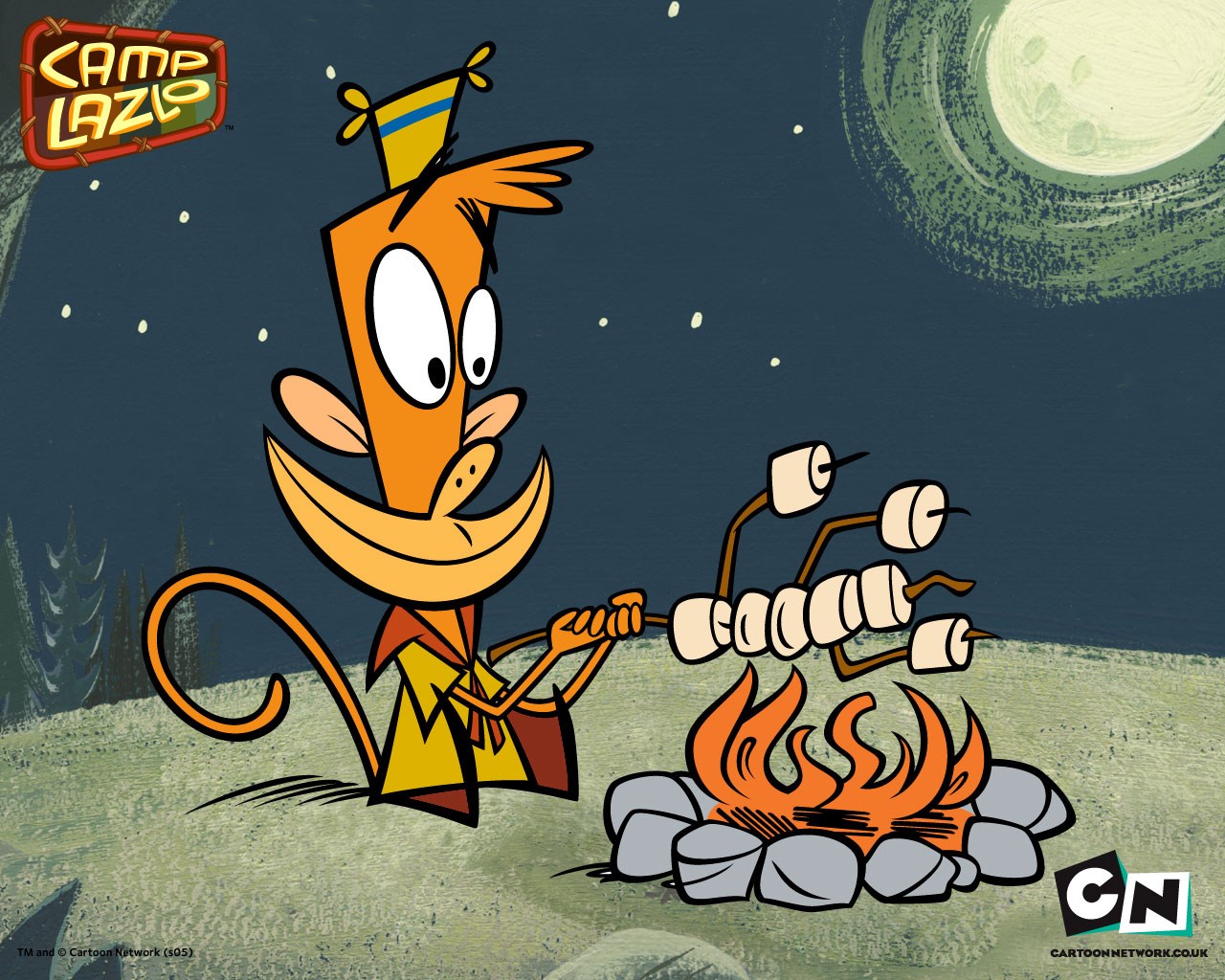 Camp Lazlo Character Roasting Marshmallows at Night HD Wallpaper