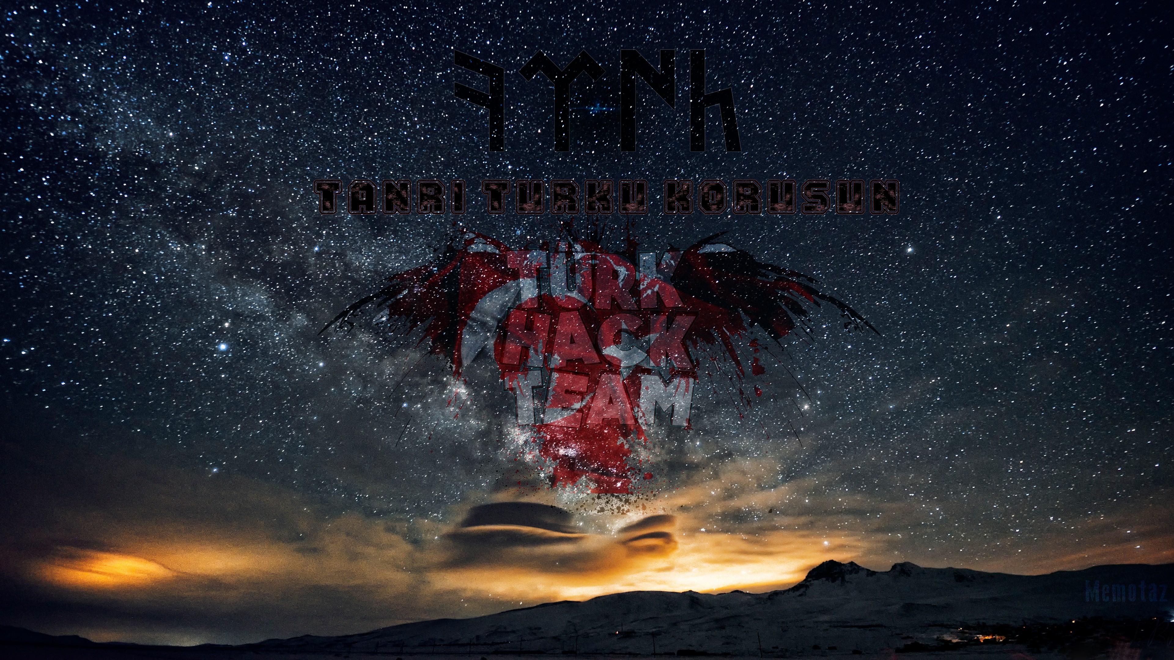 Turk Hack Team Logo Over Starry Night Sky HD Wallpaper