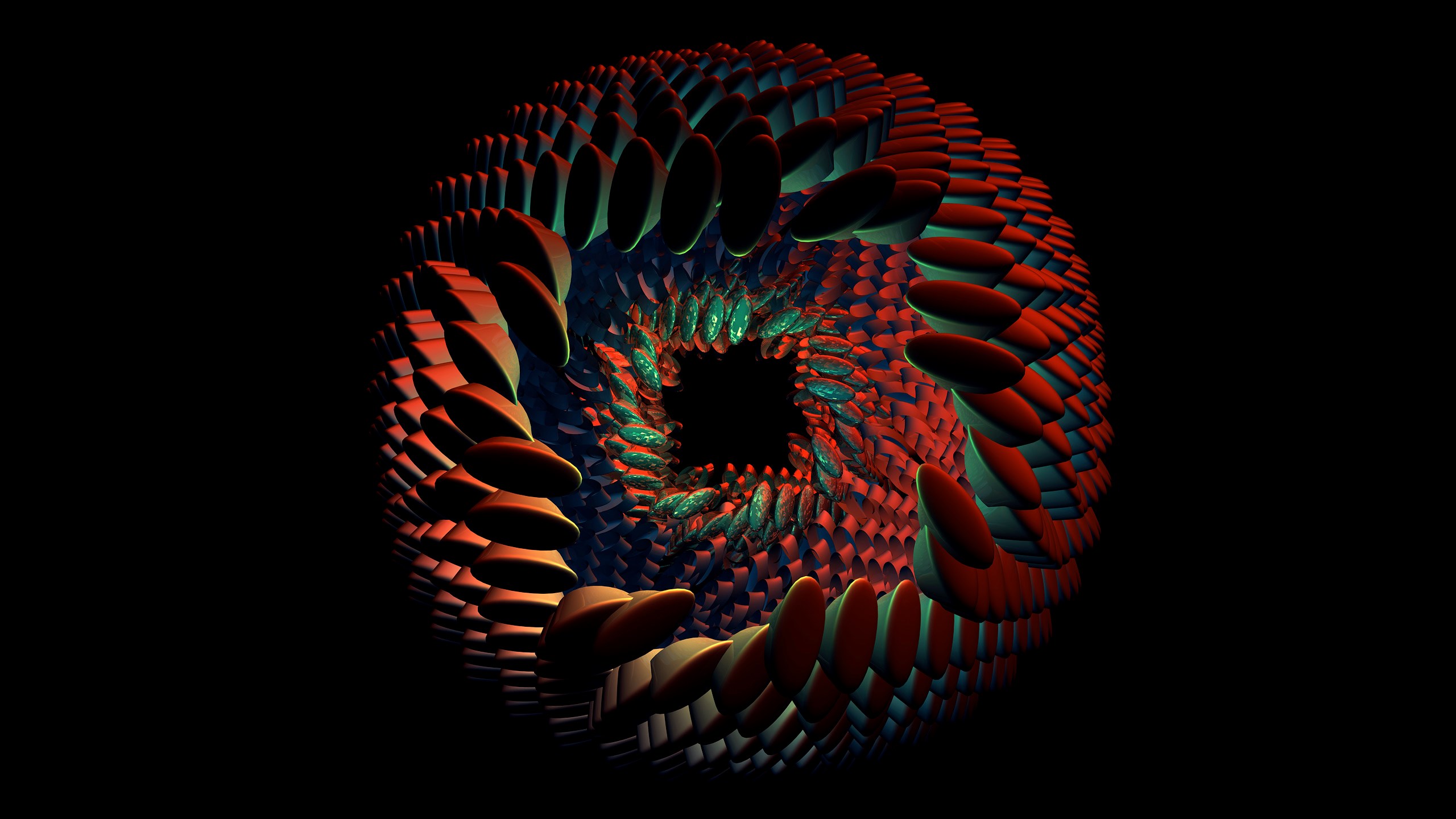 Abstract fractal sphere with red and blue facets HD Wallpaper