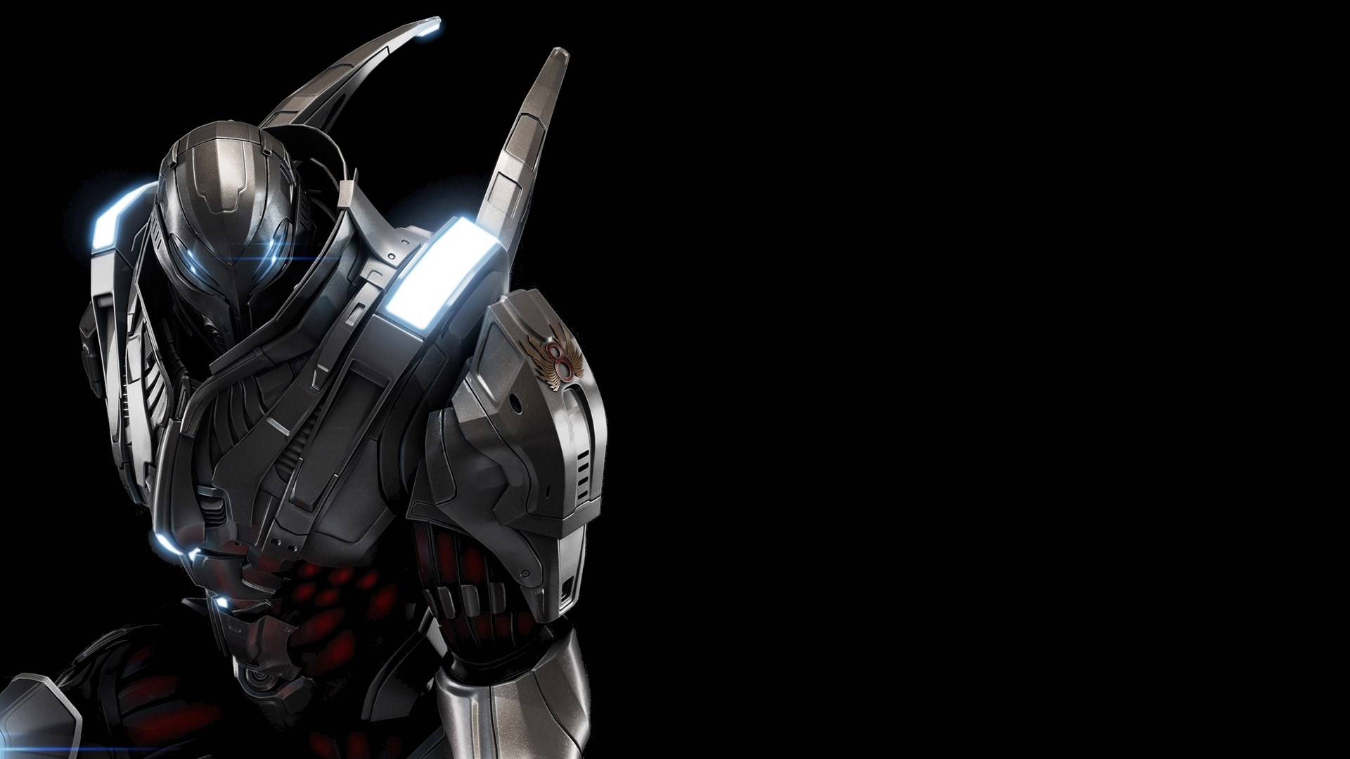 Cyborg warrior with glowing blue eyes HD Wallpaper