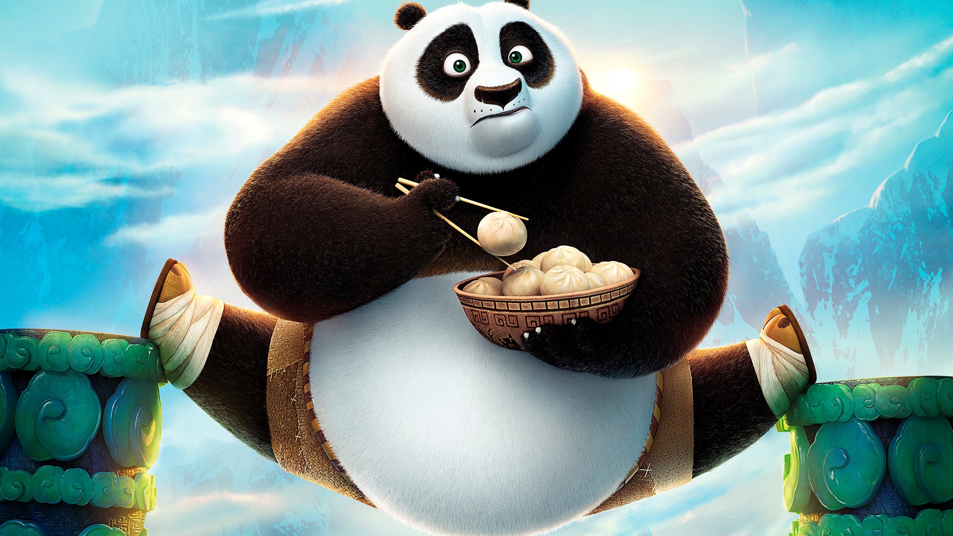 Po from Kung Fu Panda 3 eating dumplings HD Wallpaper