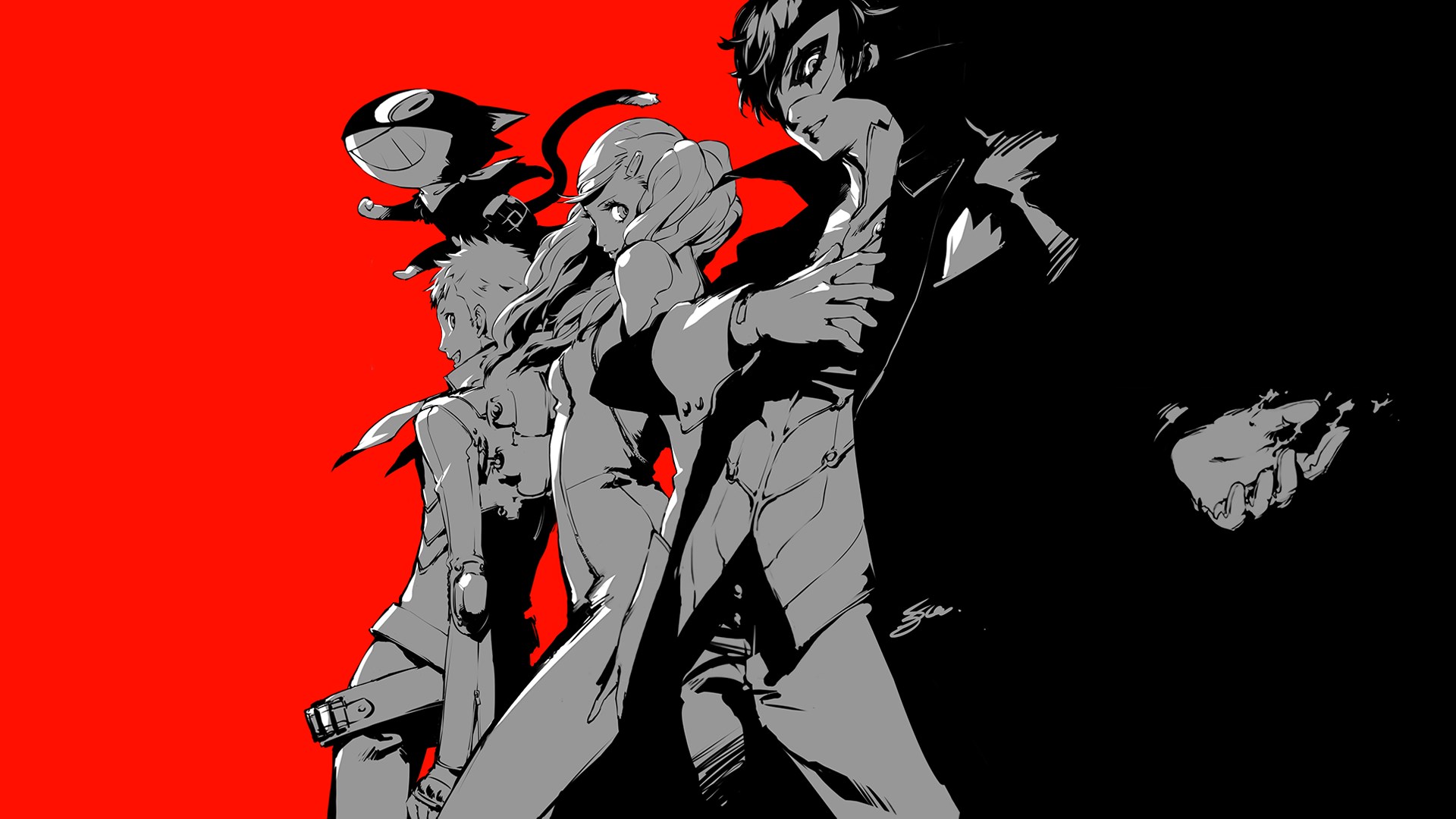 Persona 5 characters and Morgana HD Wallpaper