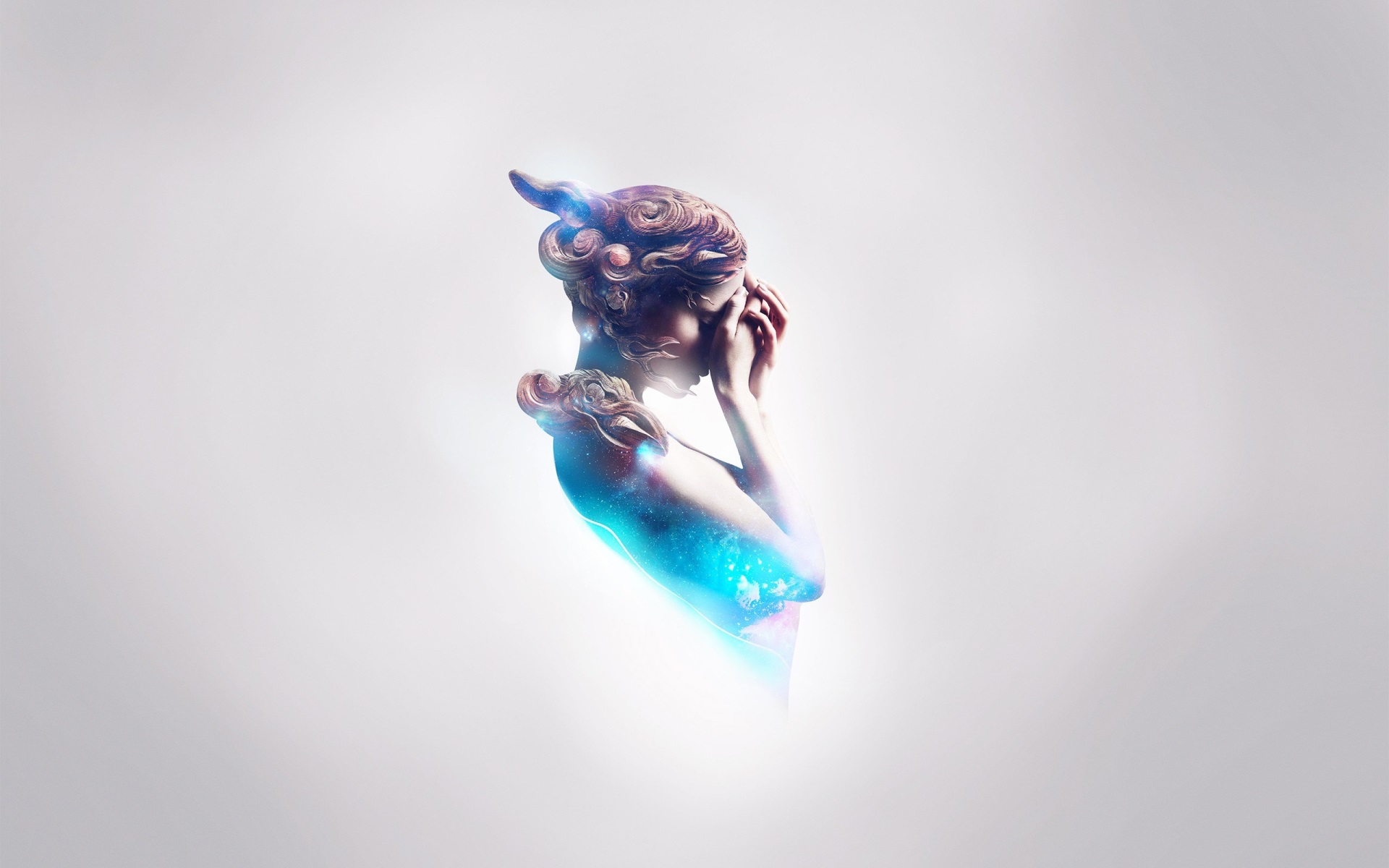 Statue with galaxy inside HD Wallpaper