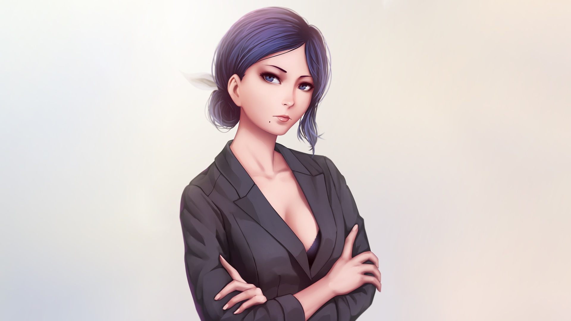 Anime girl in a suit HD Wallpaper