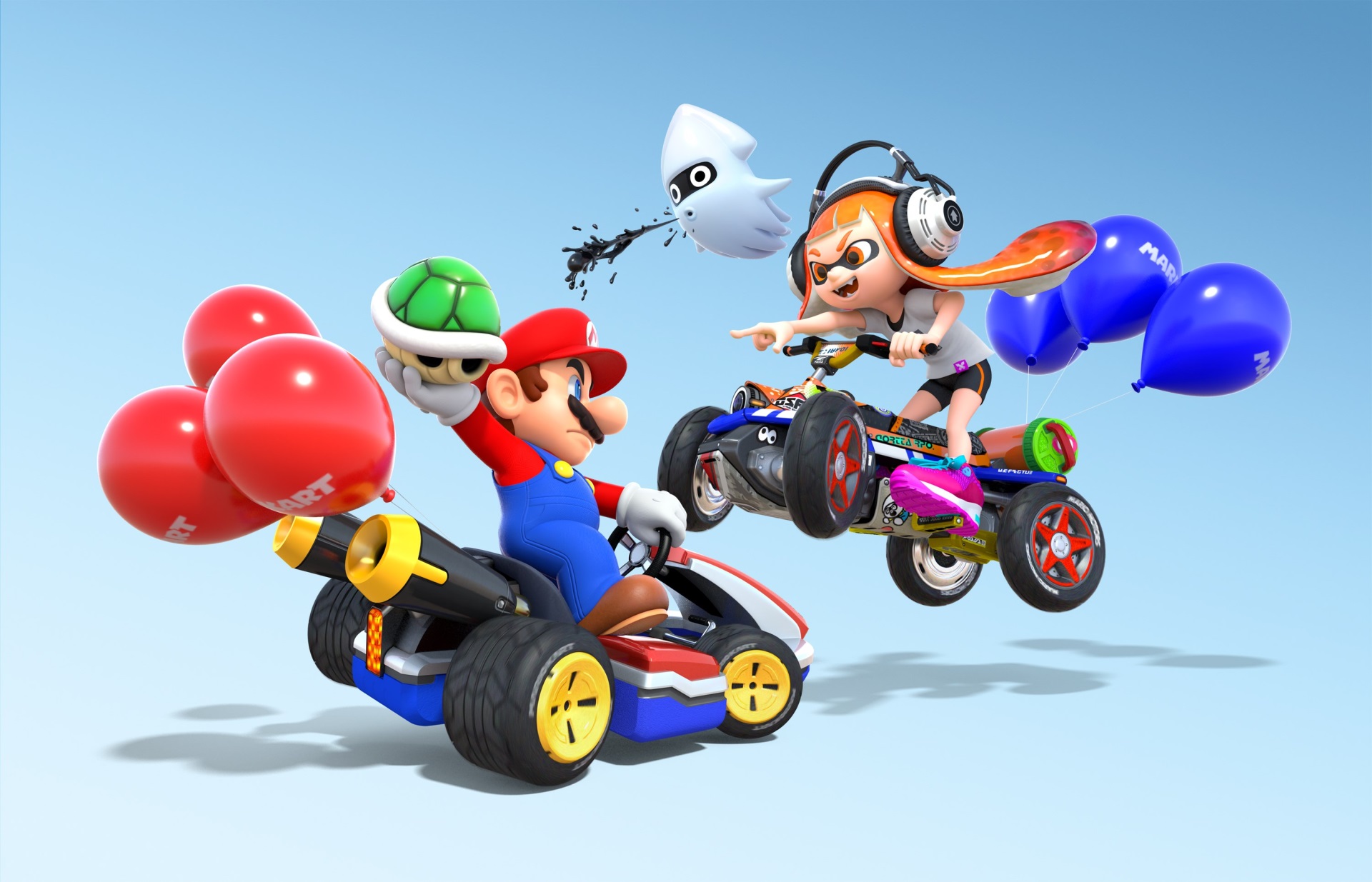 Mario and Inkling from Mario Kart 8 Deluxe HD Wallpaper