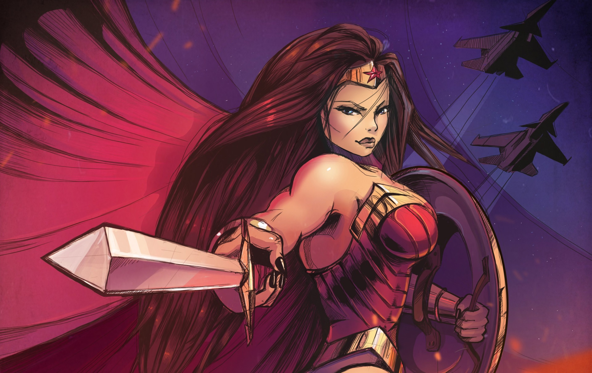 Wonder Woman with sword and shield HD Wallpaper