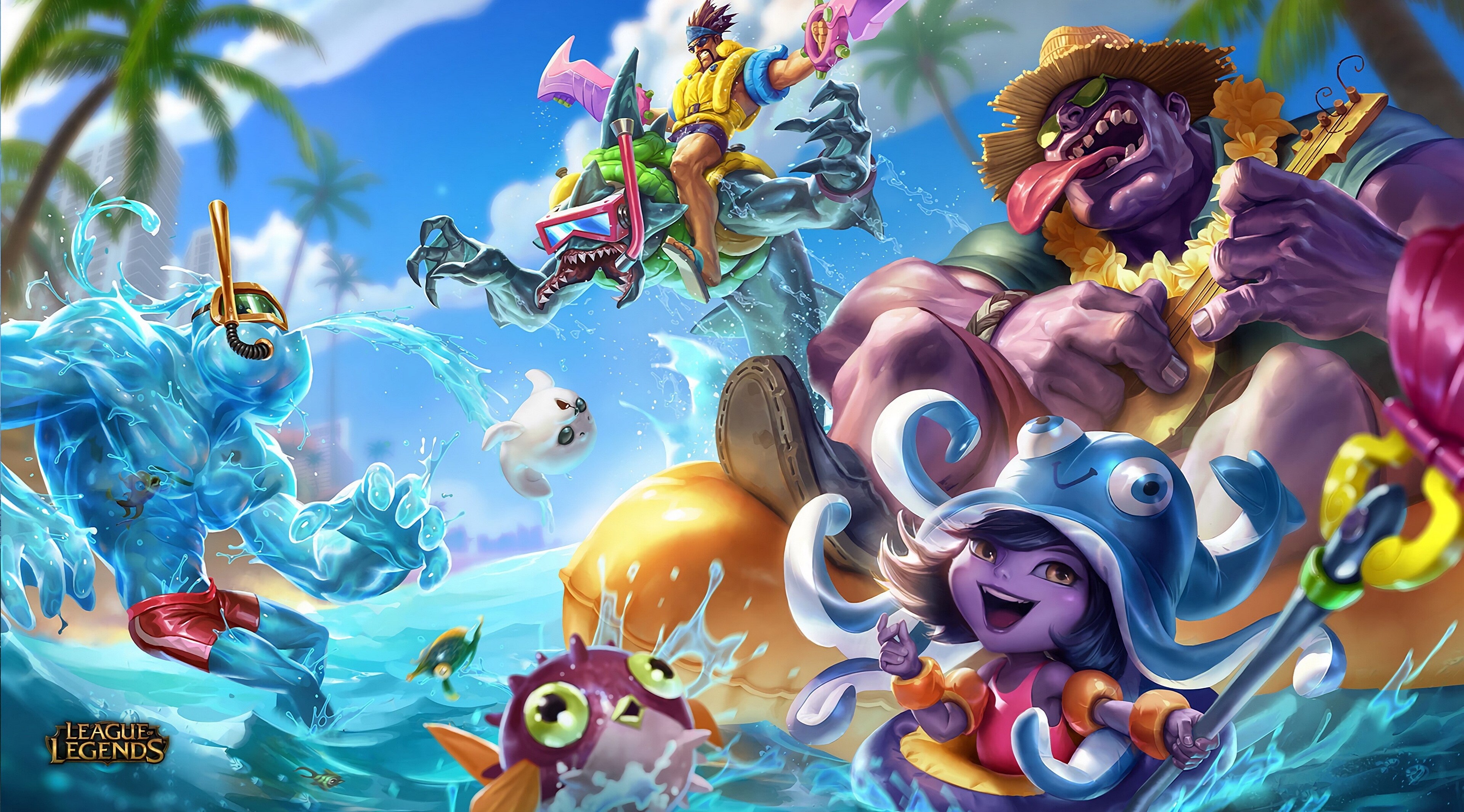 League of Legends Summer Splash Art HD Wallpaper