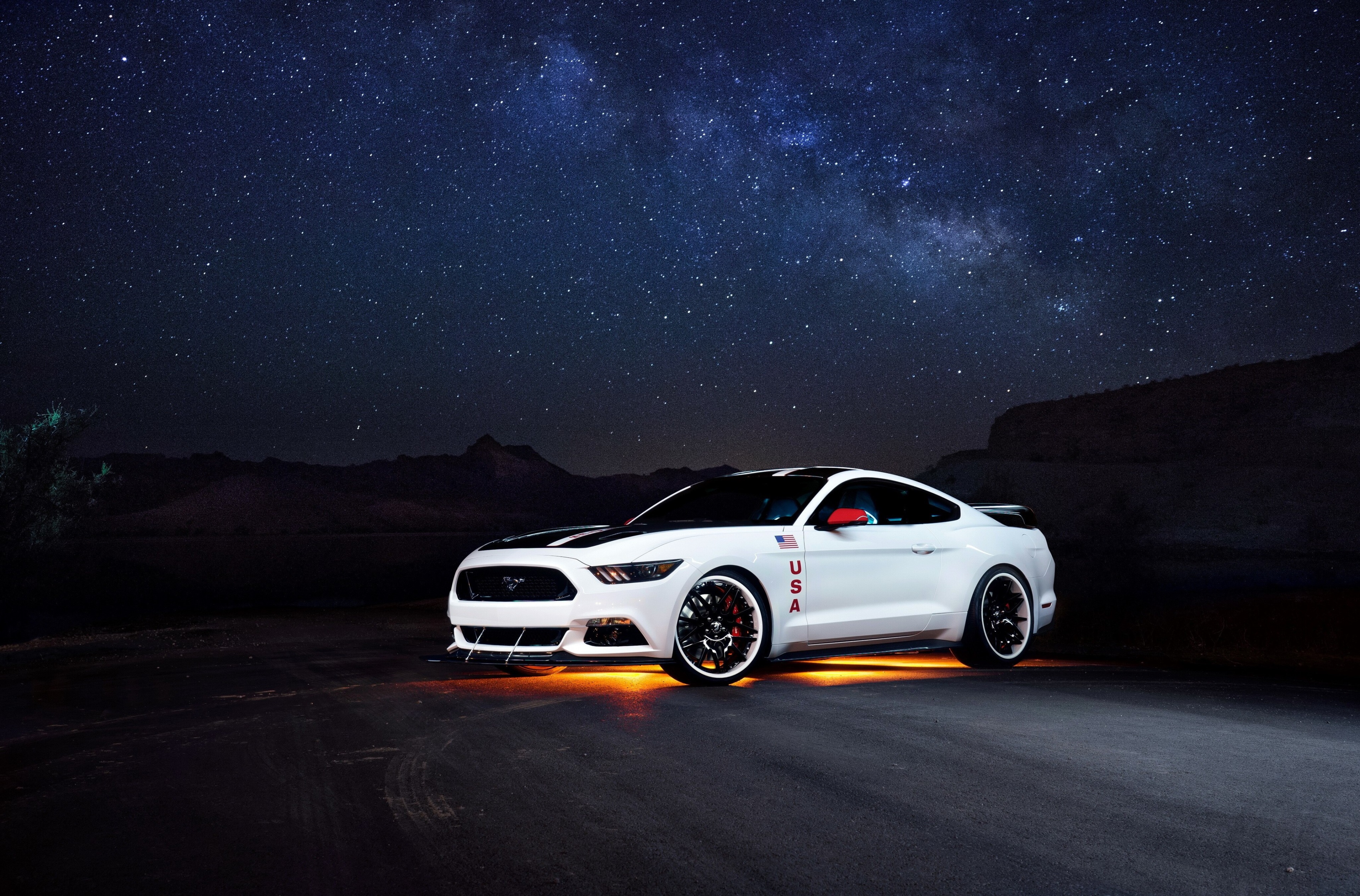 White Ford Mustang Apollo Edition under the Milky Way HD Wallpaper