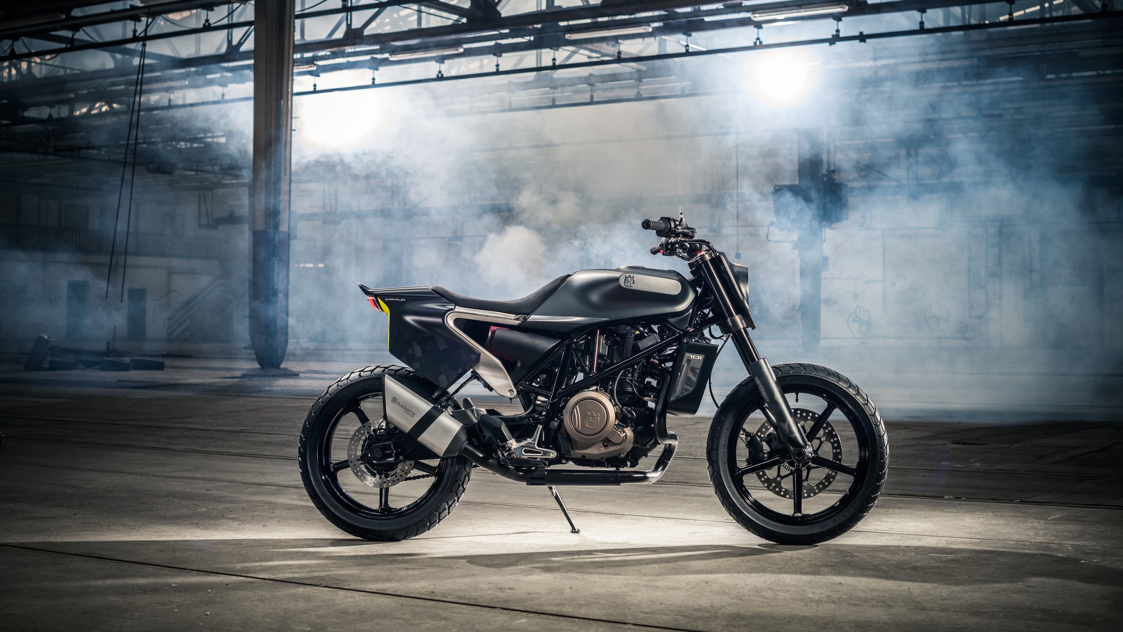 Husqvarna Svartpilen 701 motorcycle in warehouse HD Wallpaper