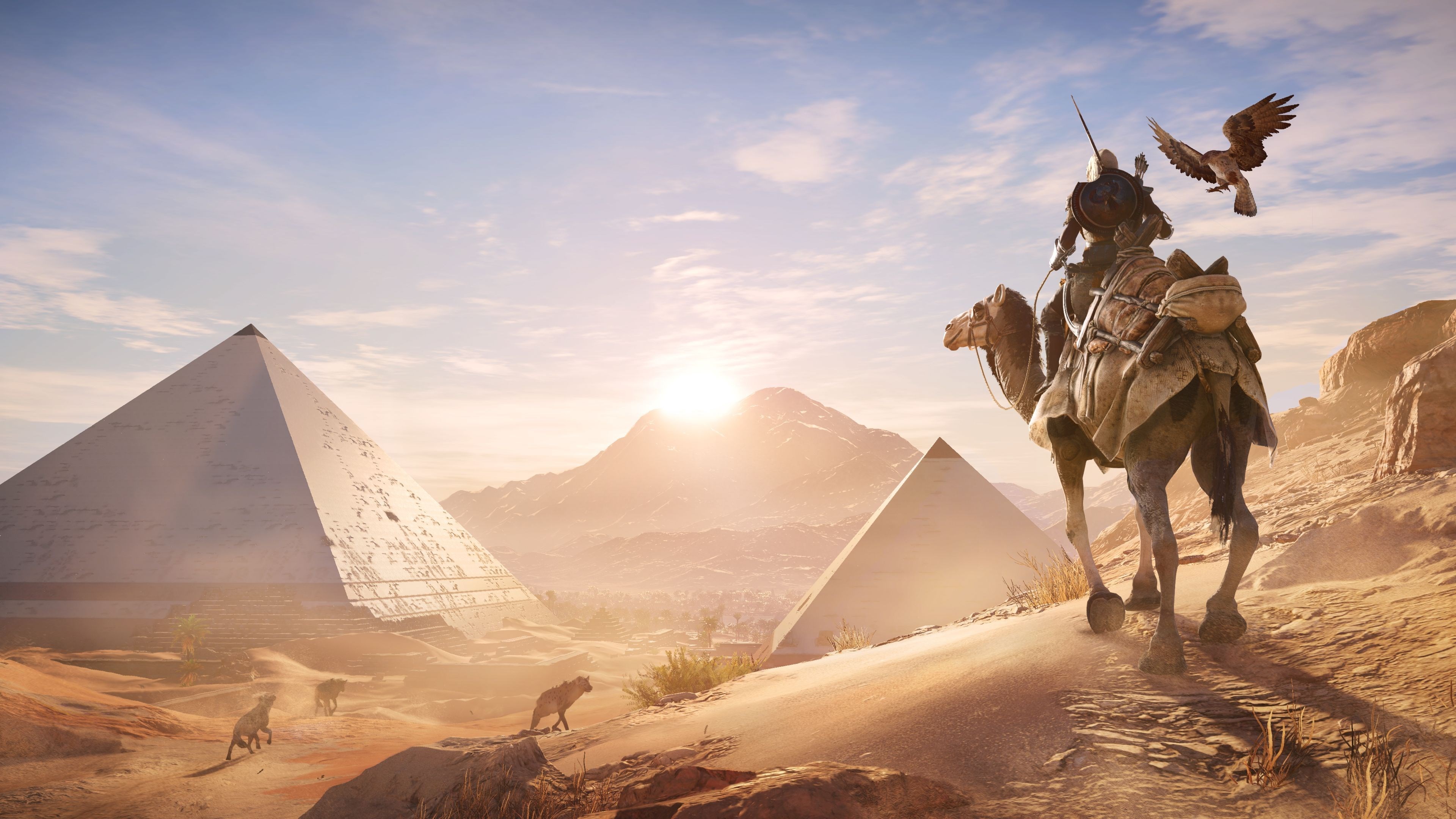 Assassin's Creed Origins 4K Pyramids Camel Rider HD Wallpaper