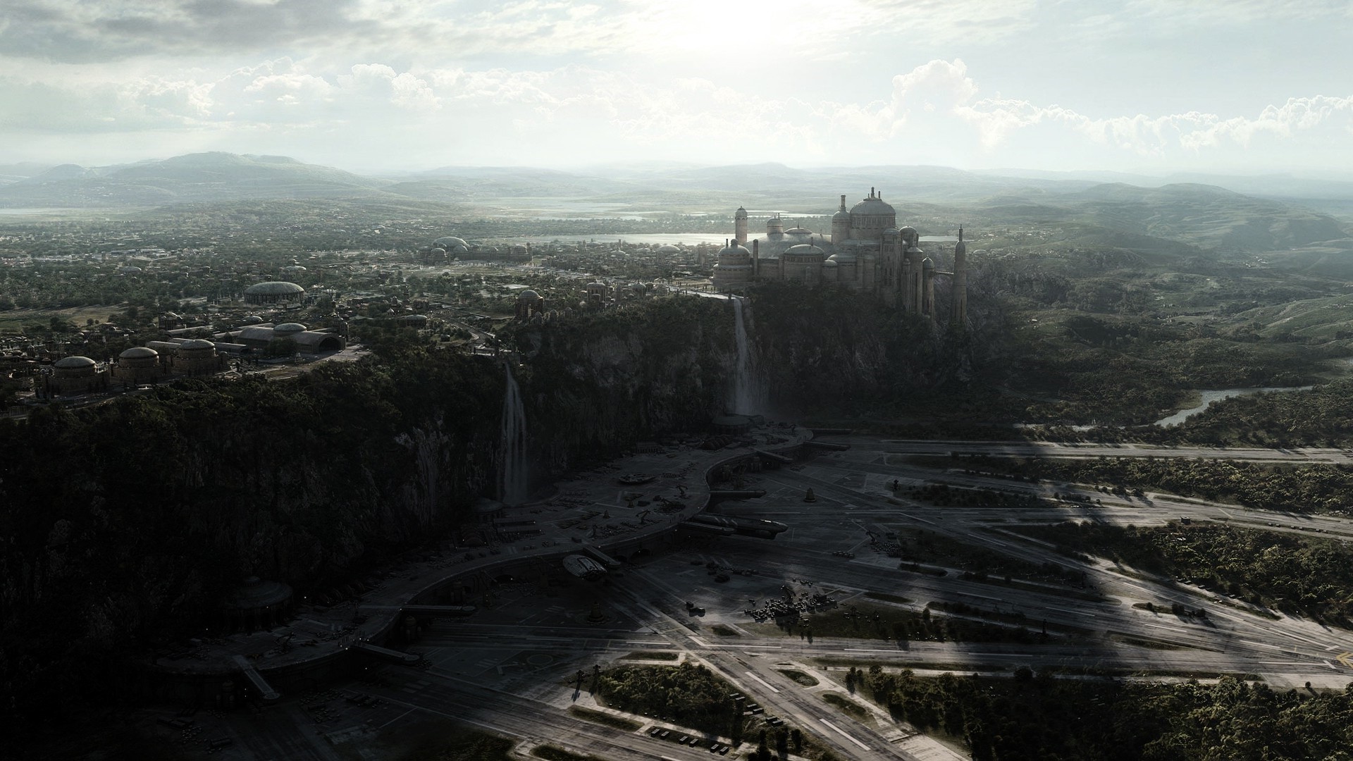 Theed Palace and Spaceport on Naboo from Star Wars HD Wallpaper