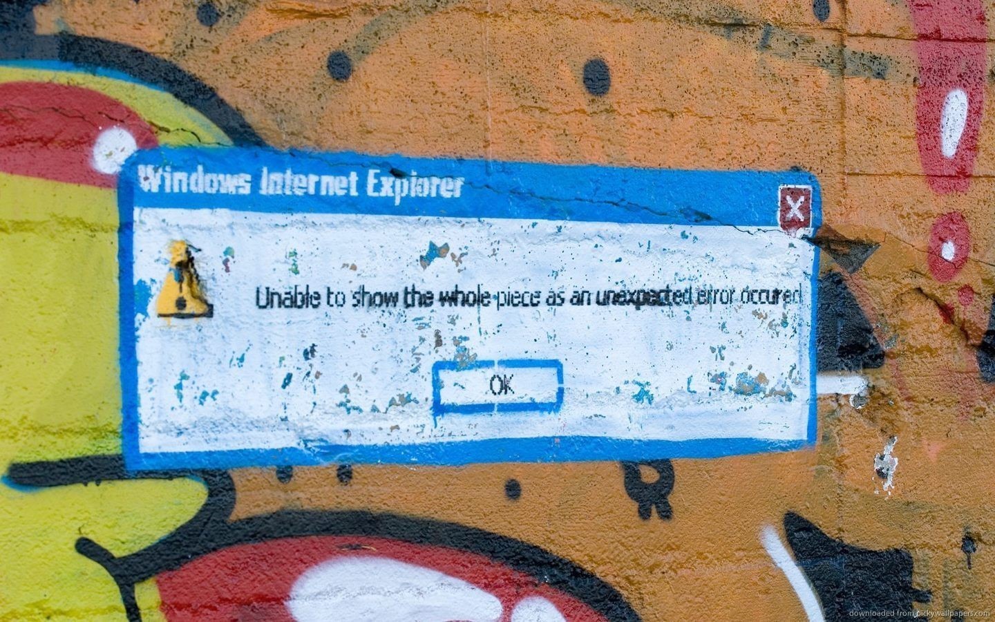 Graffiti artwork of Windows Internet Explorer error message HD Wallpaper