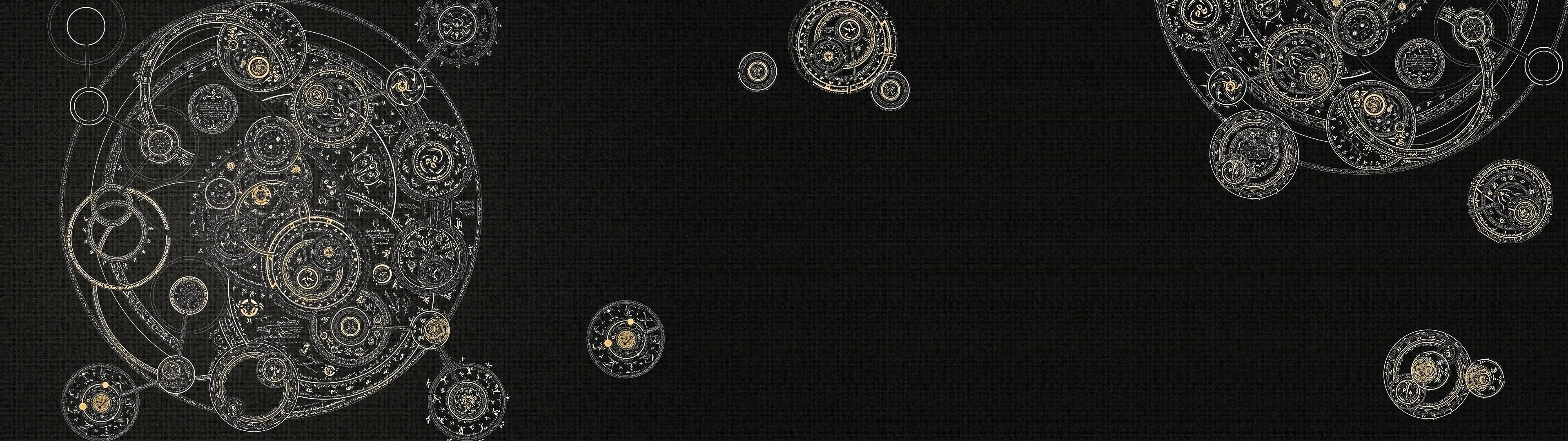 Abstract mechanical orrery design on black HD Wallpaper