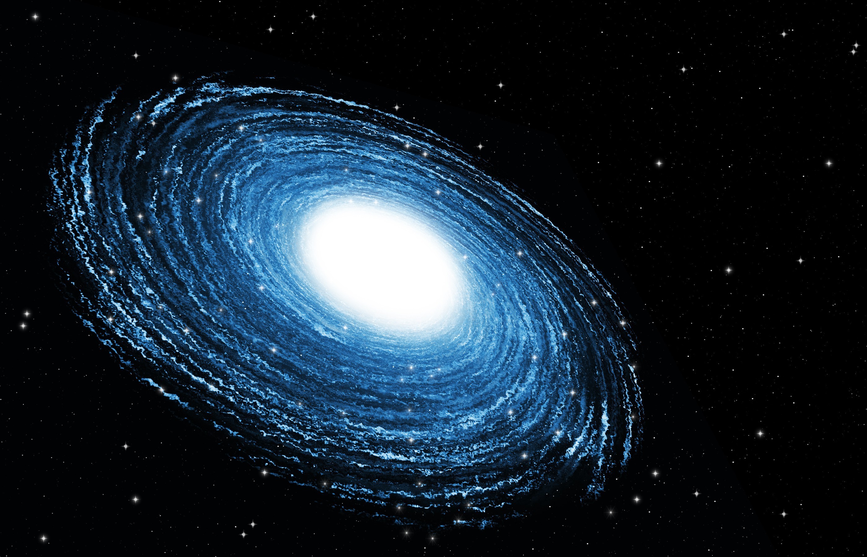 Blue spiral galaxy in deep space HD Wallpaper